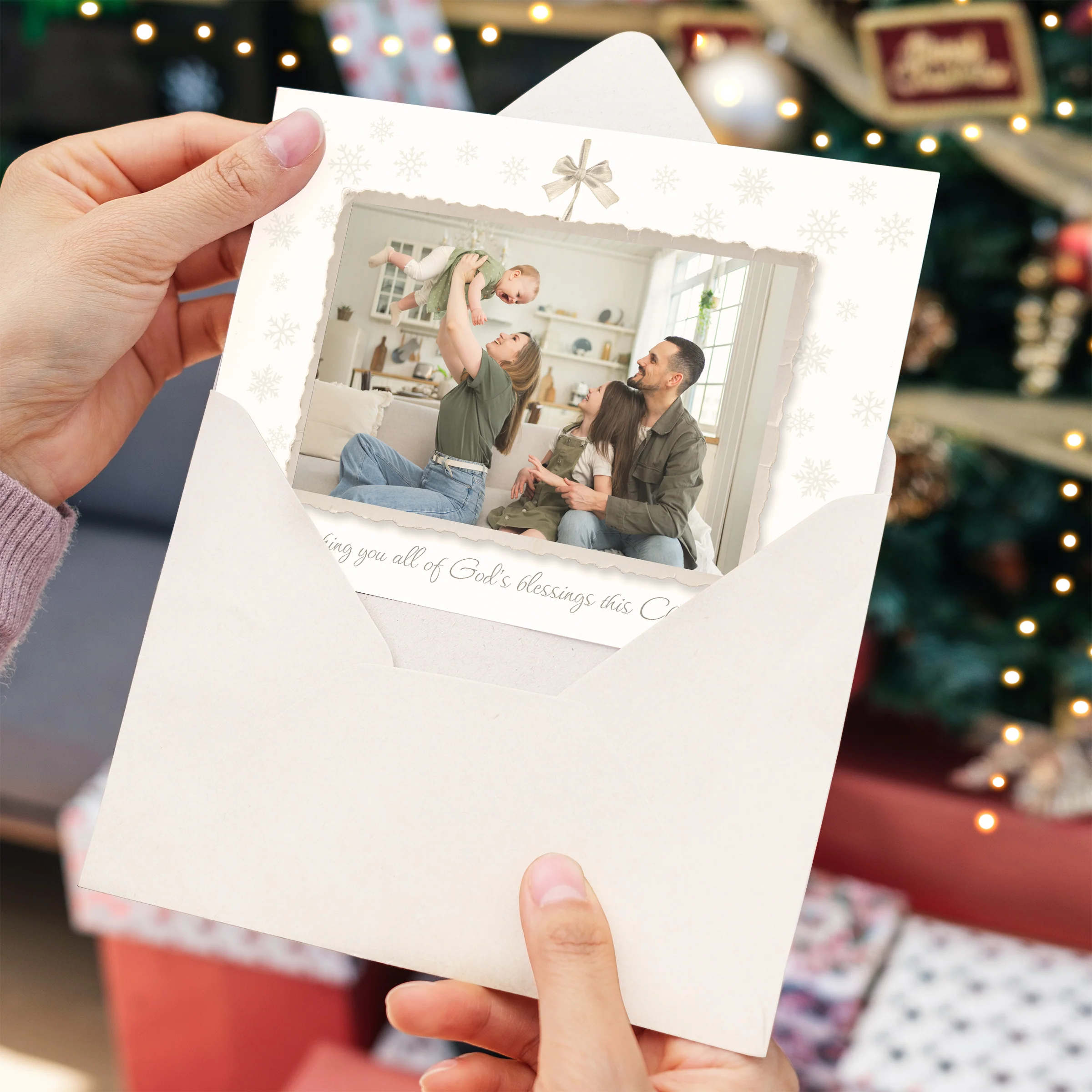 Personalized God's Blessings Photo Christmas Cards - Image 5