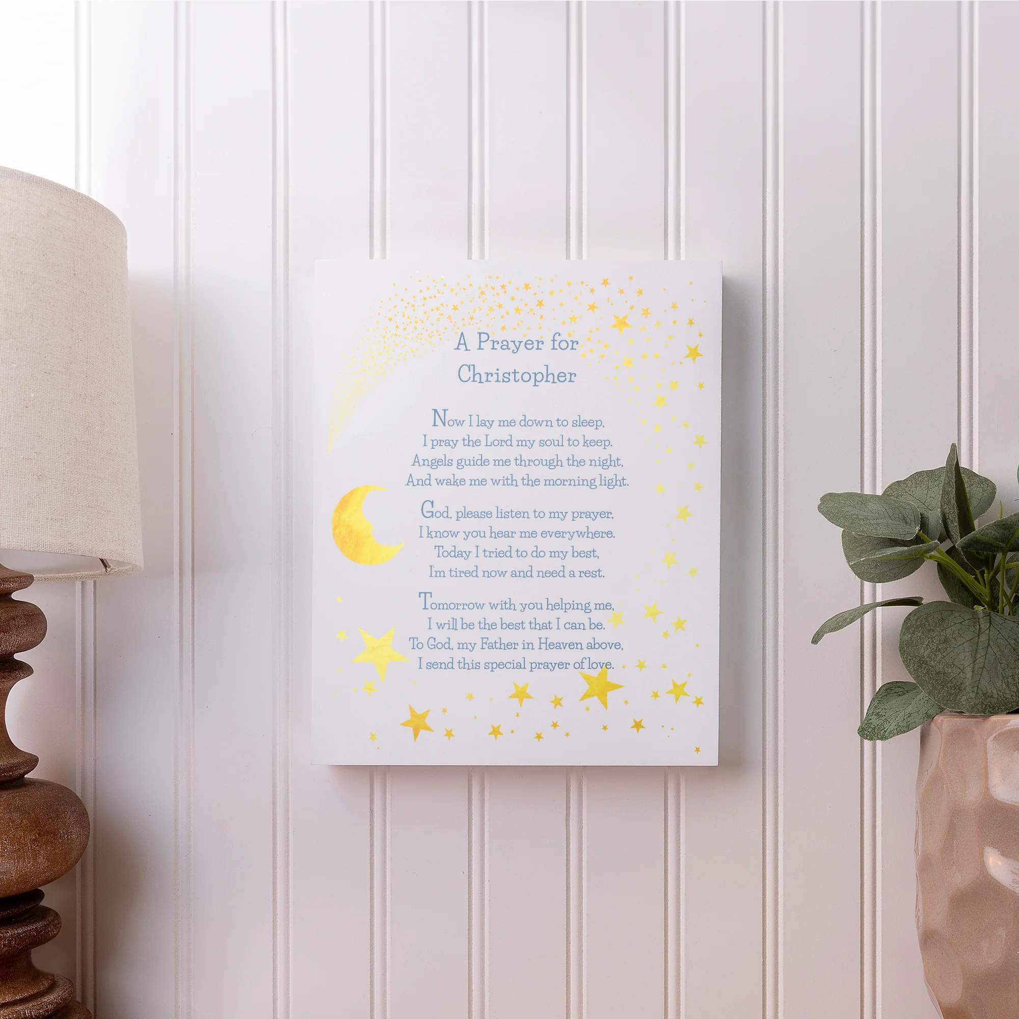 Personalized Good Night Prayer Art Plaque - 10" - Image 2