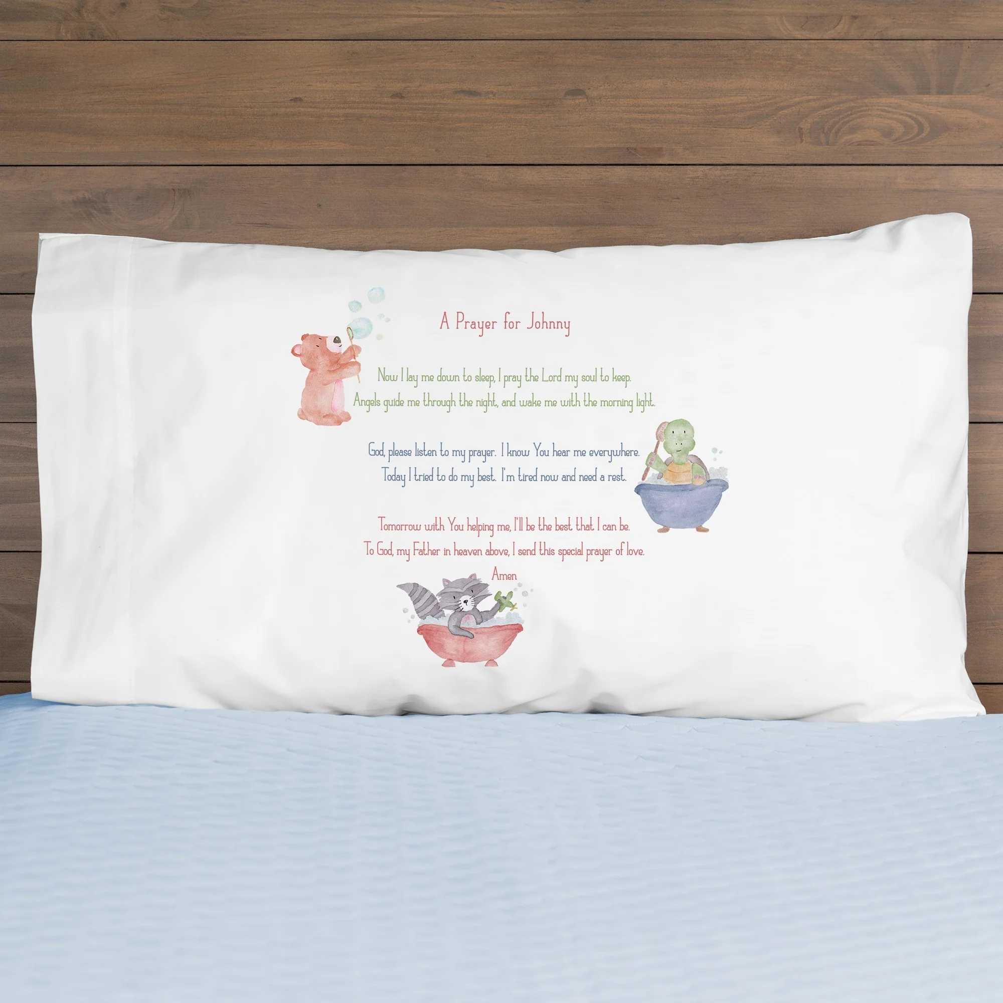 Personalized Good Night Prayer Boy Pillowcase