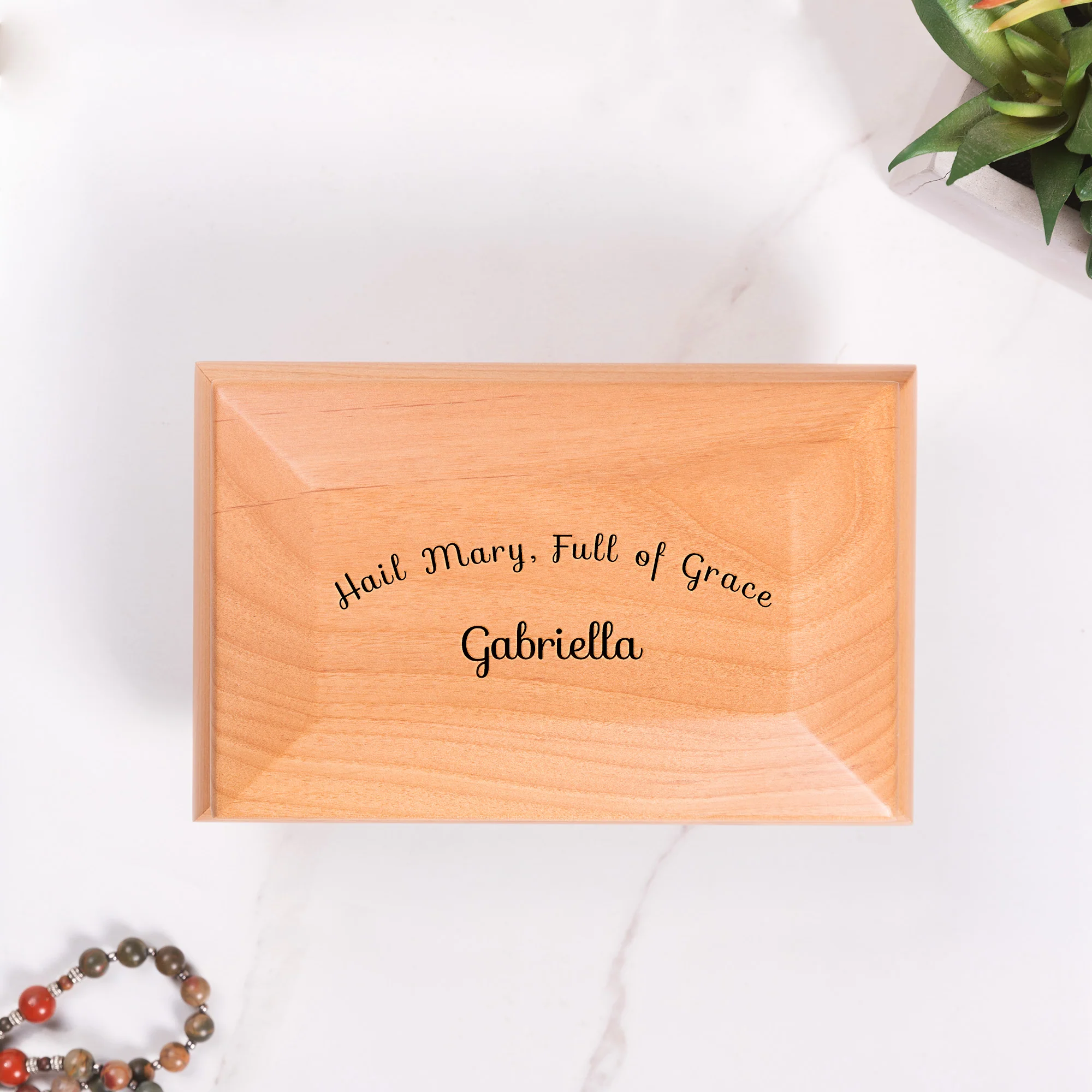 Personalized Hail Mary Red Alder Keepsake Box