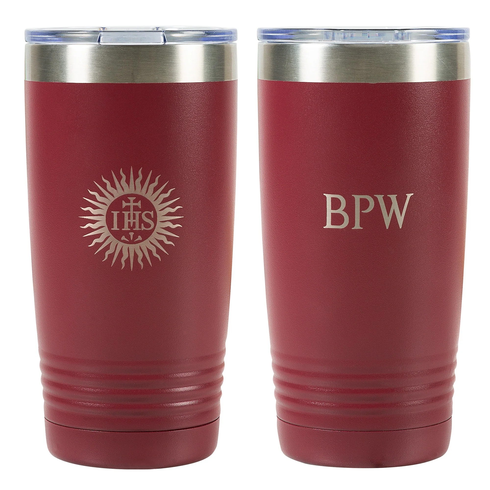 Personalized IHS Maroon 20oz Tumbler - Image 3