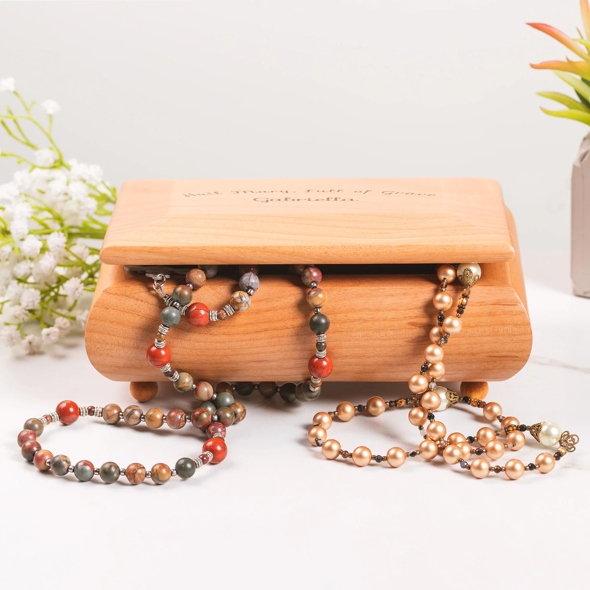 Personalized Jesus, I Trust in You Red Alder Keepsake Box - Image 2