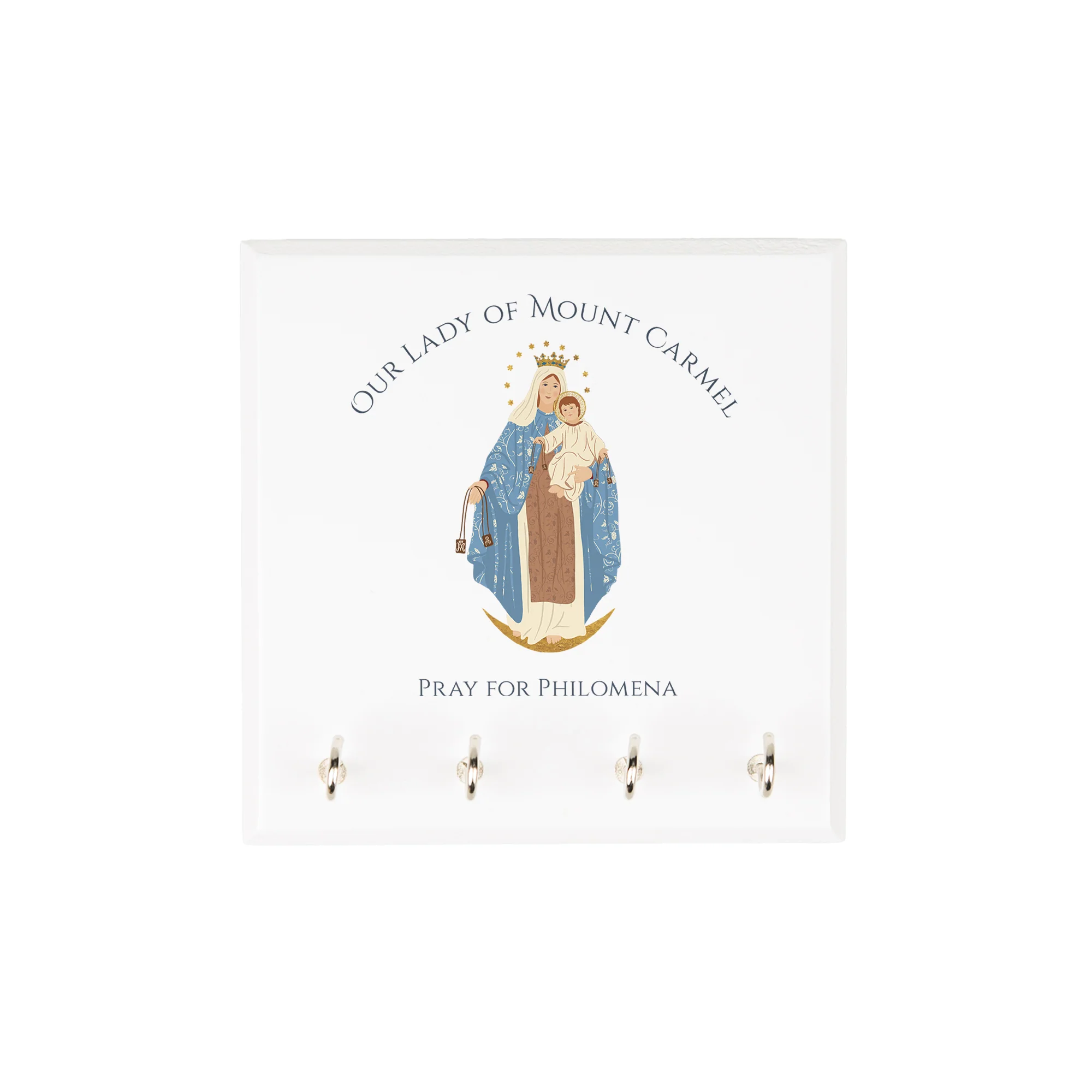 Personalized Our Lady of Mount Carmel Rosary Rack - Image 3