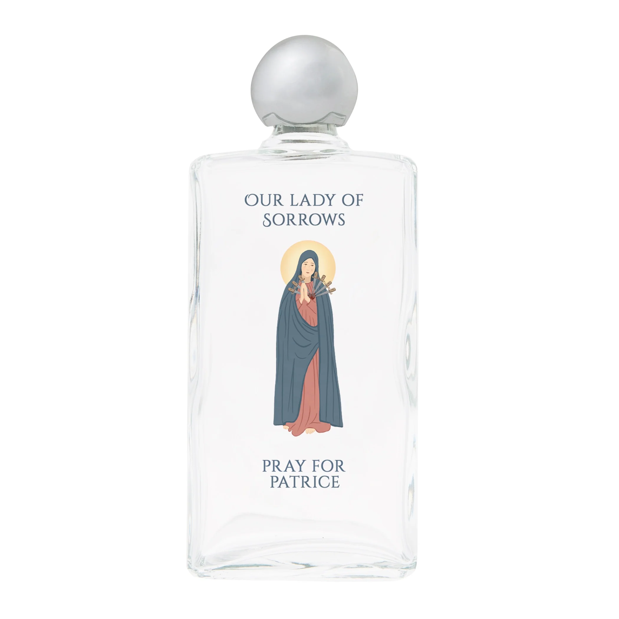 Personalized Our Lady of Sorrows Holy Water Bottle - Image 2