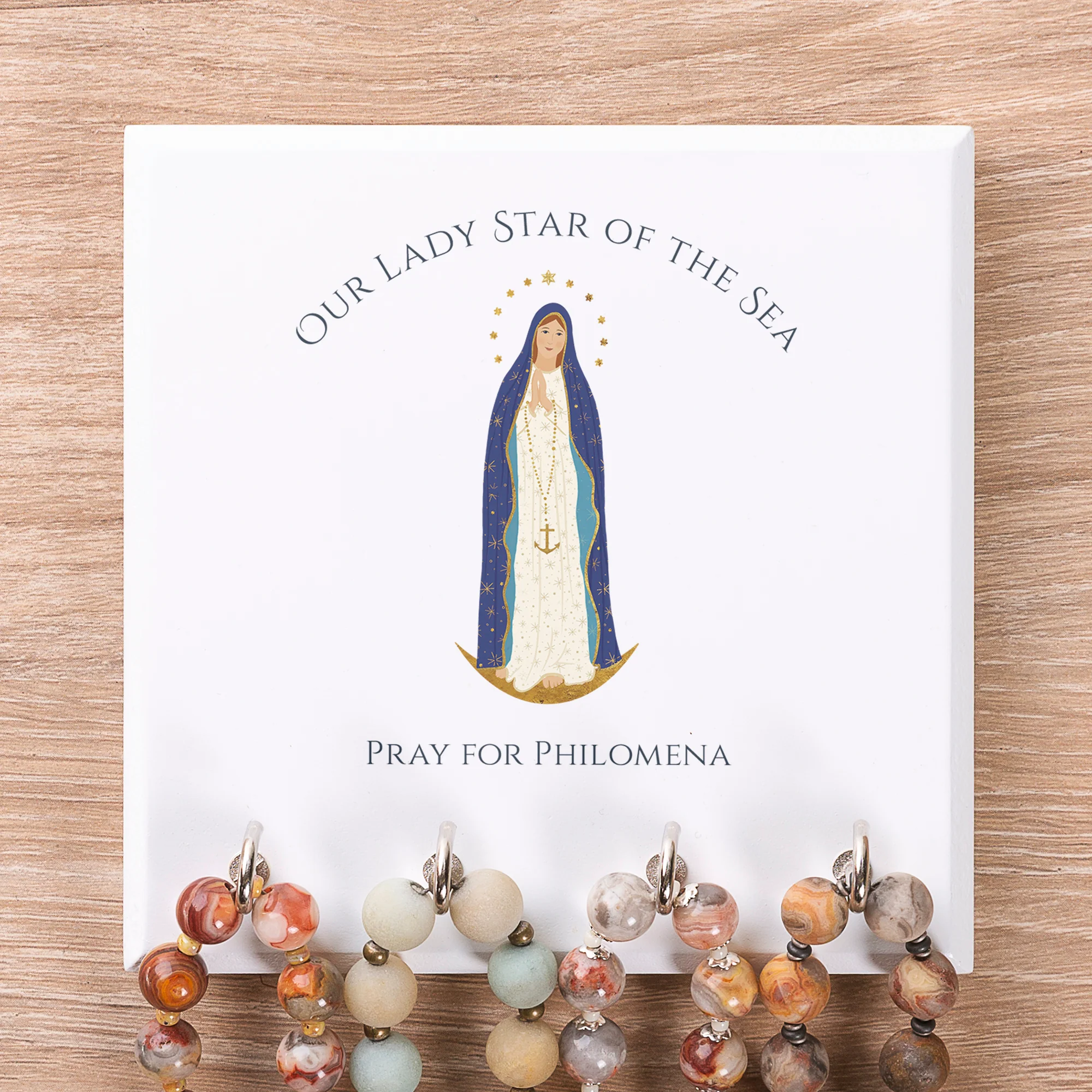 Personalized Our Lady Star of the Sea Rosary Rack - Image 2