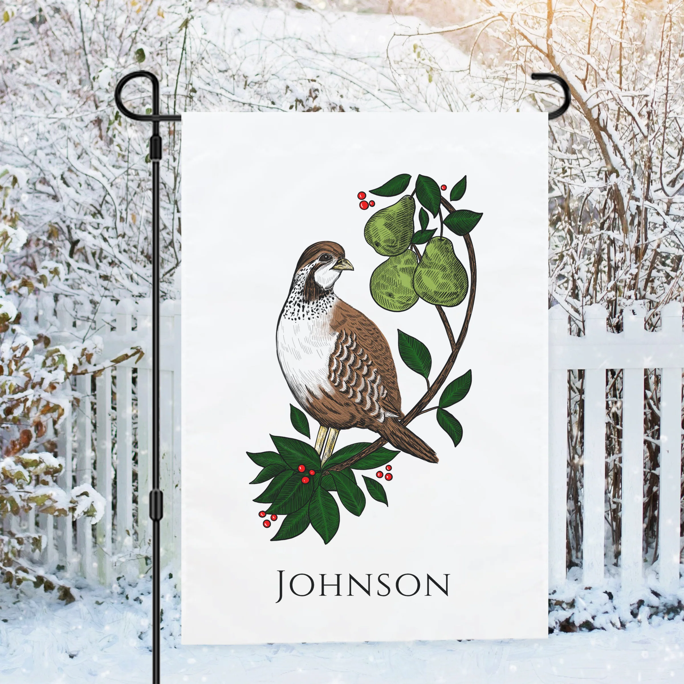 Personalized Partridge in a Pear Tree Garden Flag