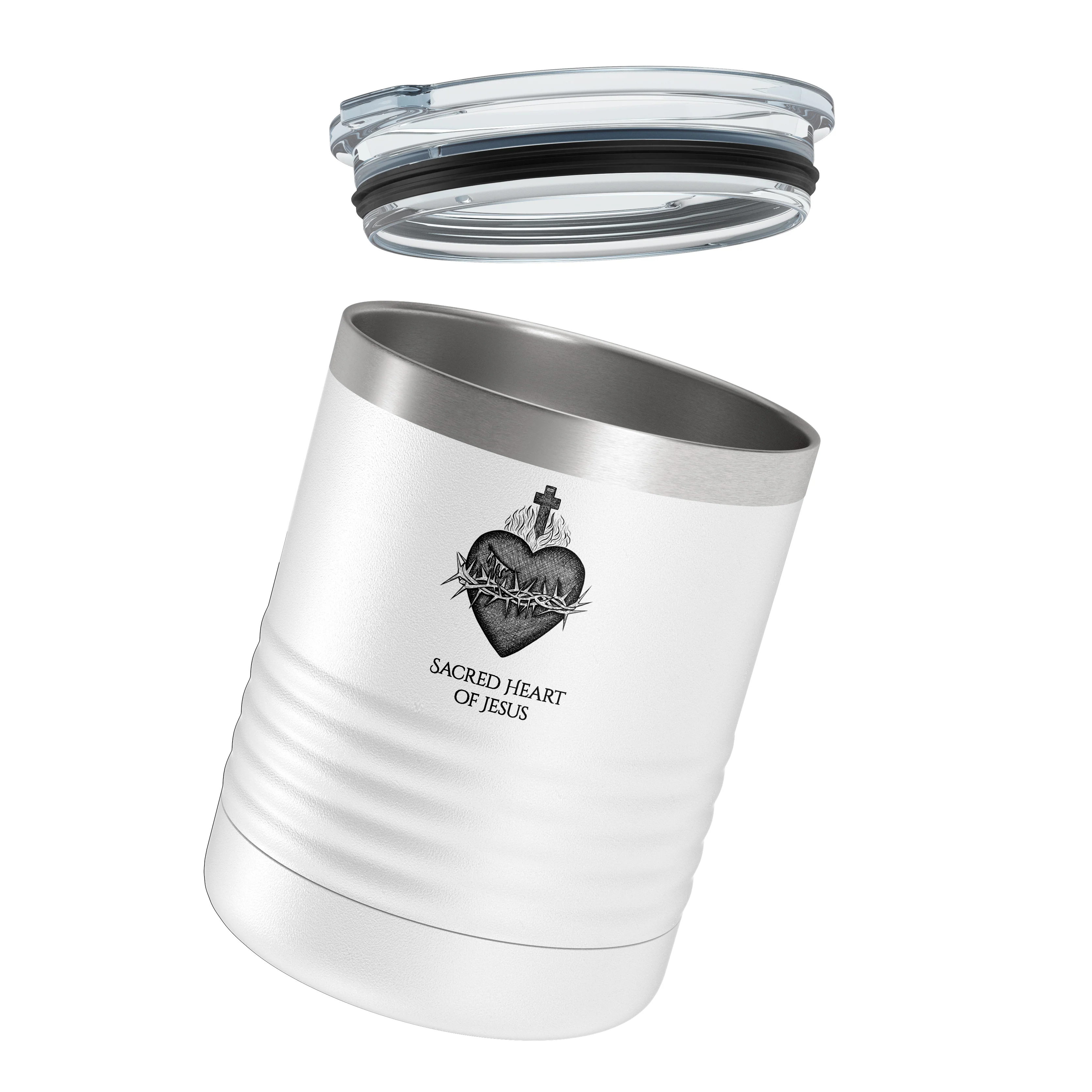 Personalized Sacred Heart of Jesus 10 oz. White Tumbler - Image 3