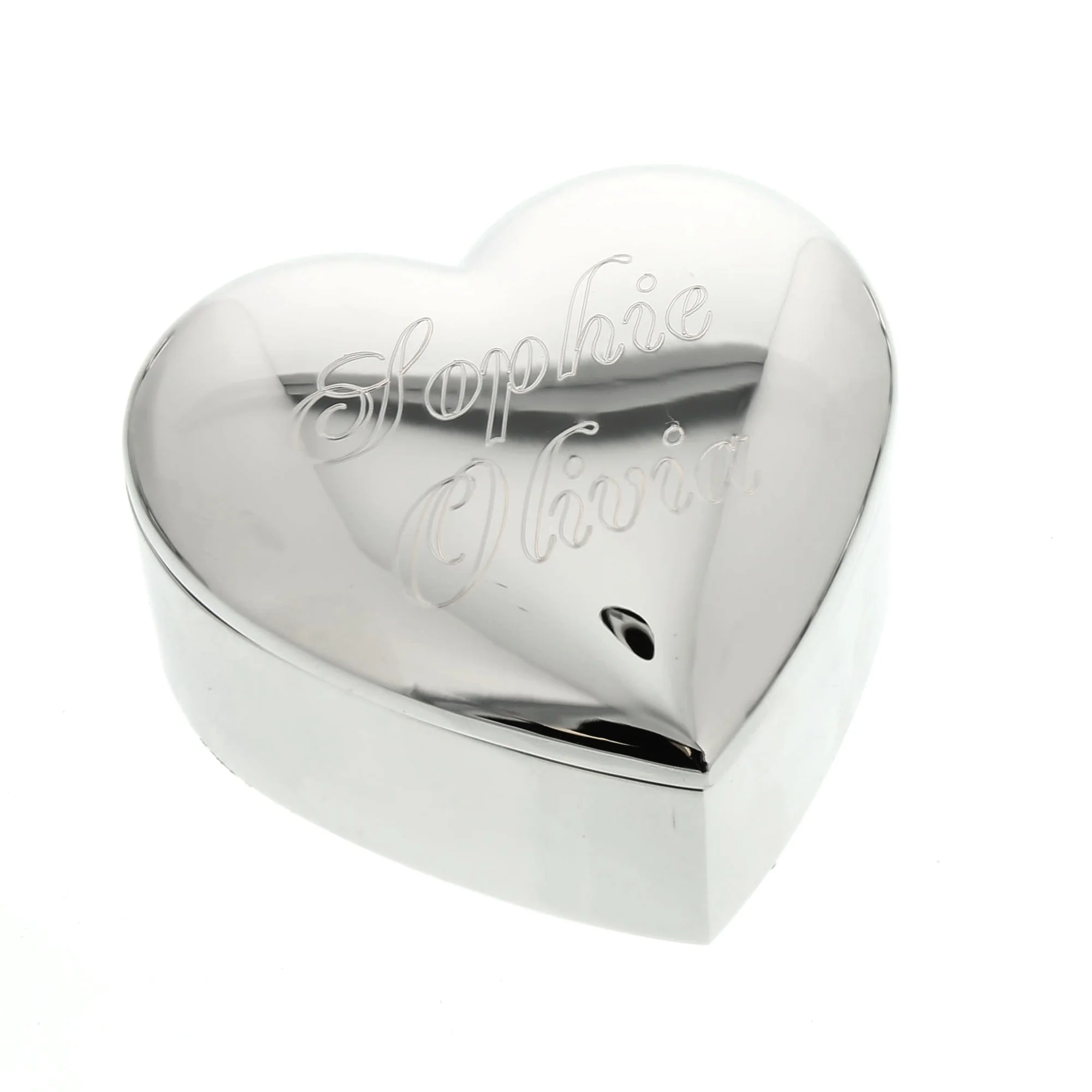 Personalized Silver Heart Keepsake Box