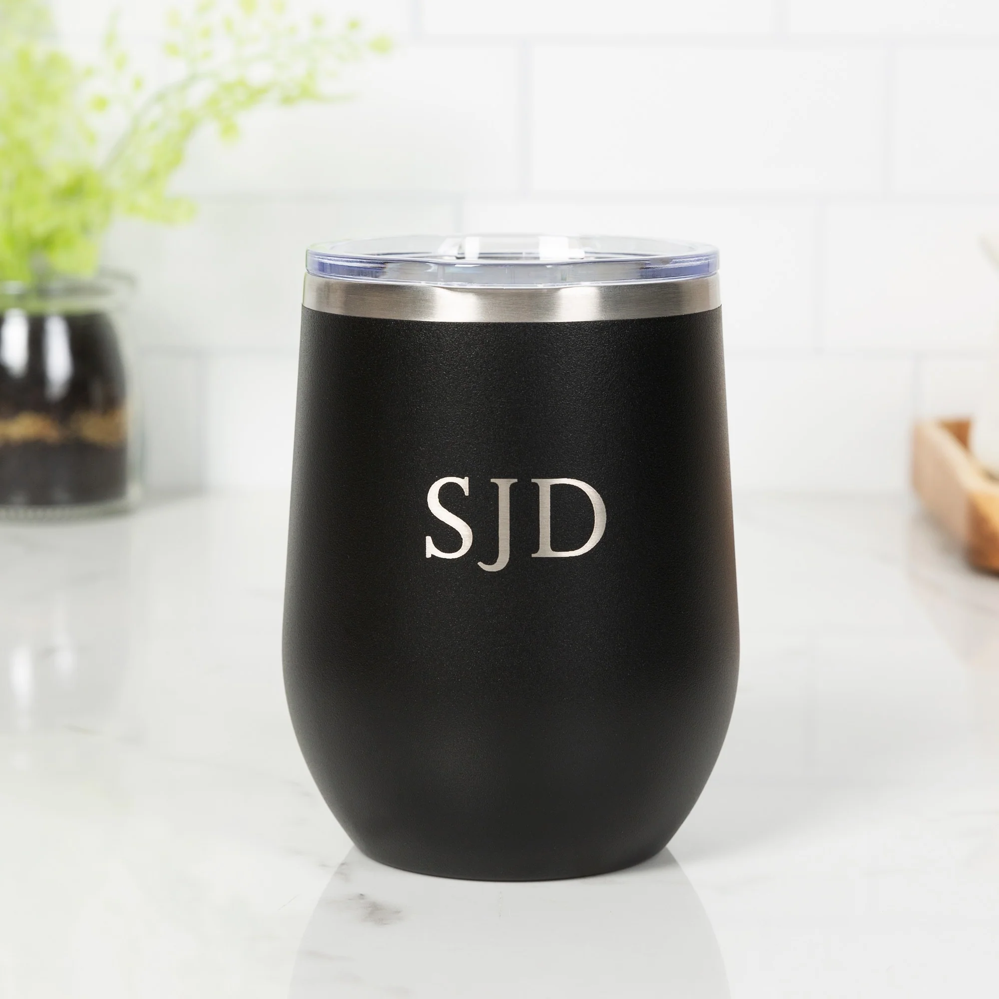 Personalized St. Benedict Black Wine Tumbler - Image 2
