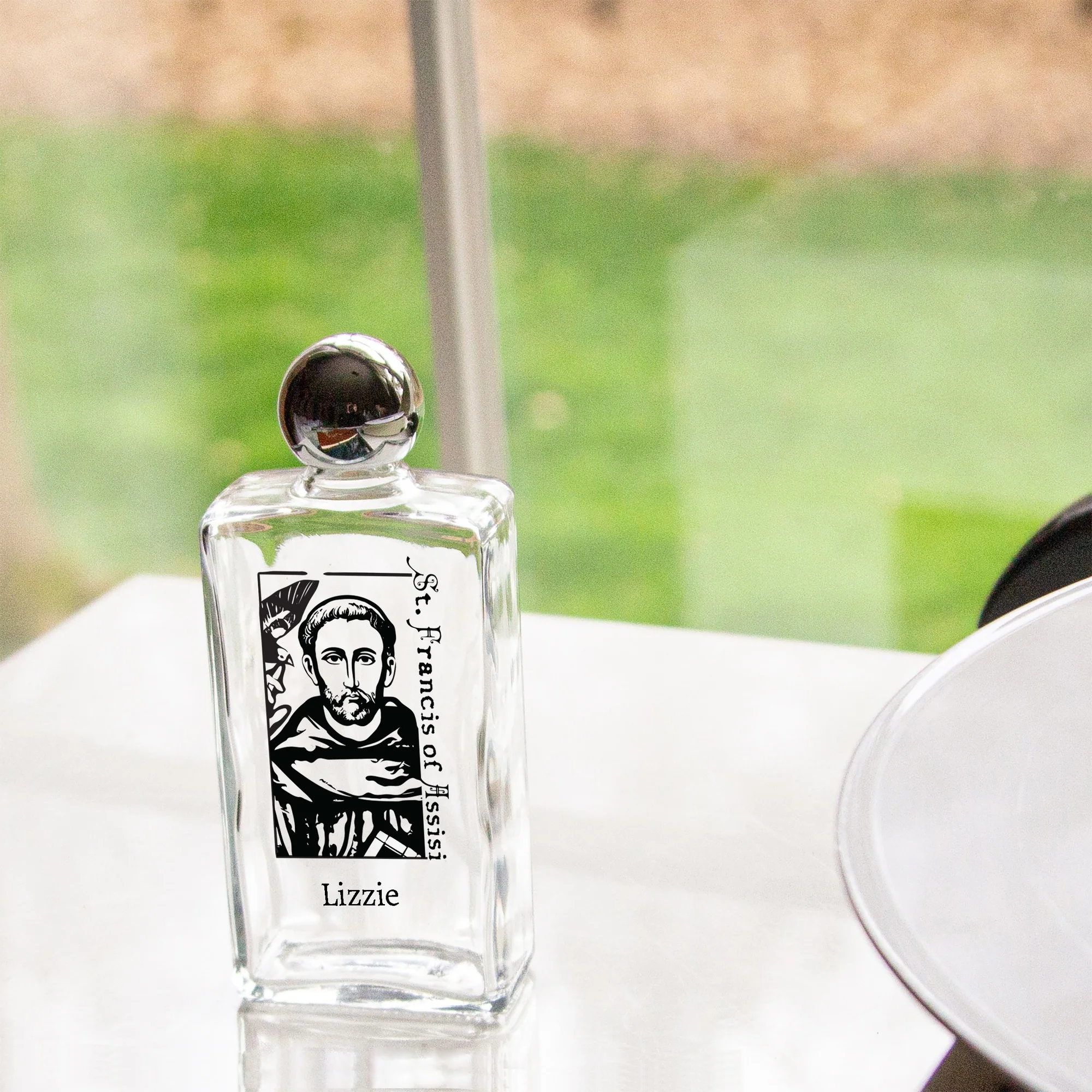 Personalized St. Francis Assisi Holy Water Bottle - Image 2
