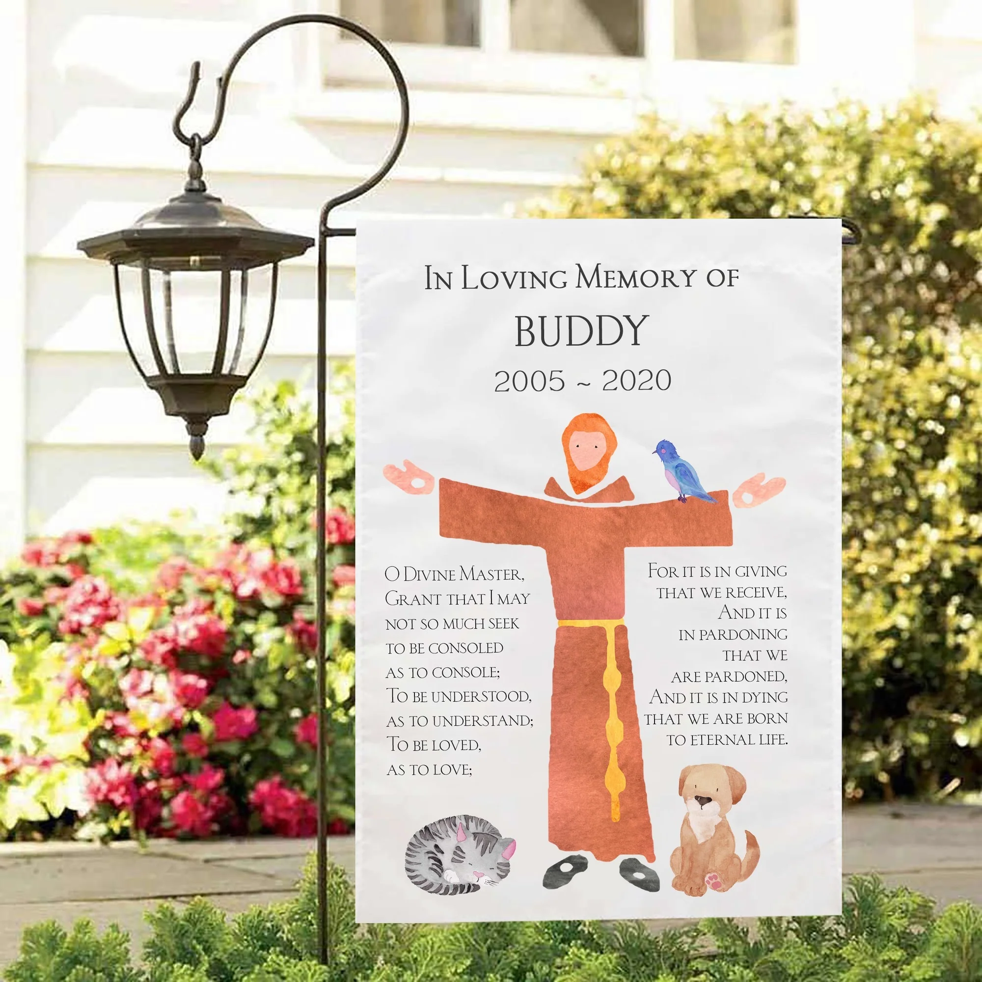 Personalized St. Francis Pet Memorial Garden Flag