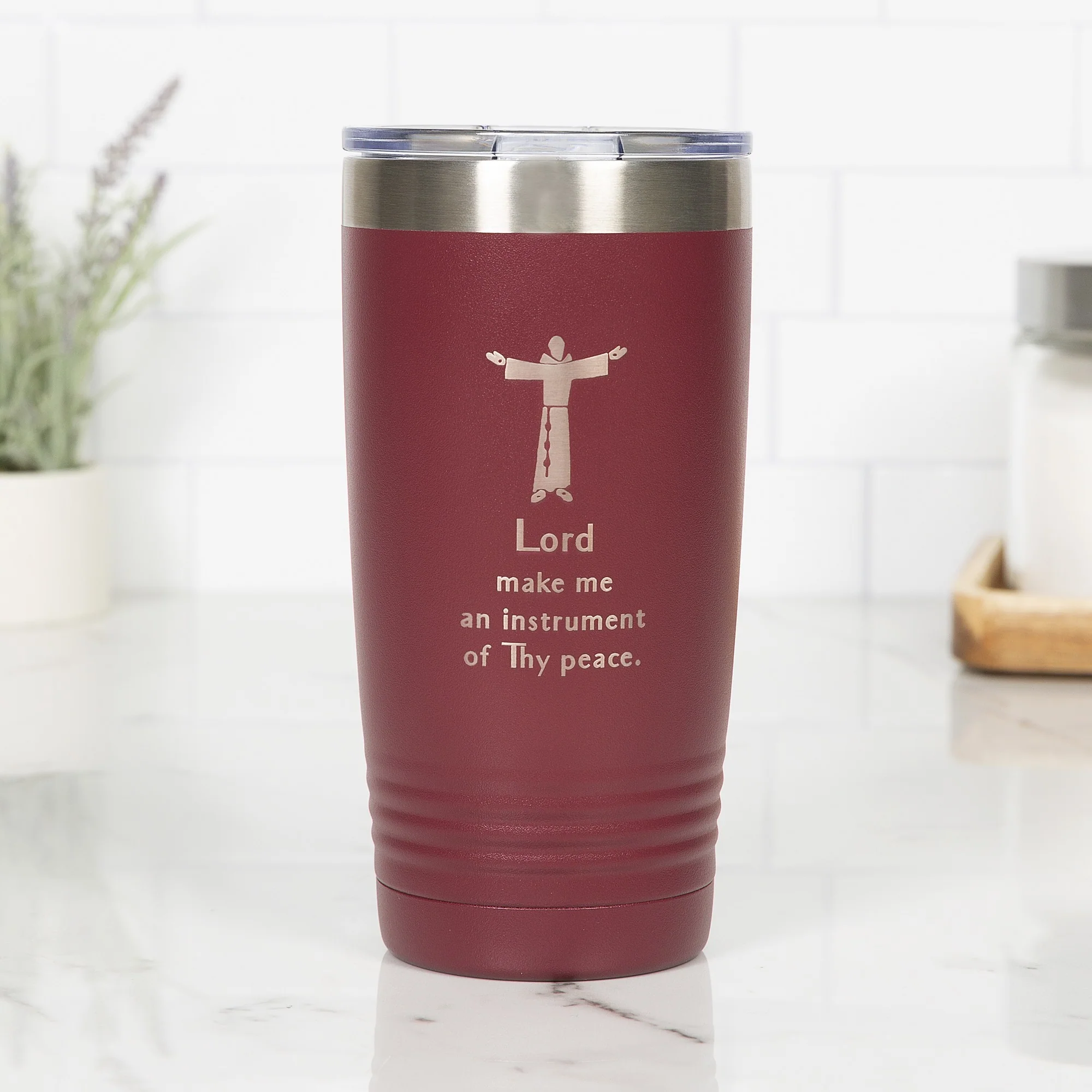 Personalized St. Francis Prayer Maroon 20oz Tumbler