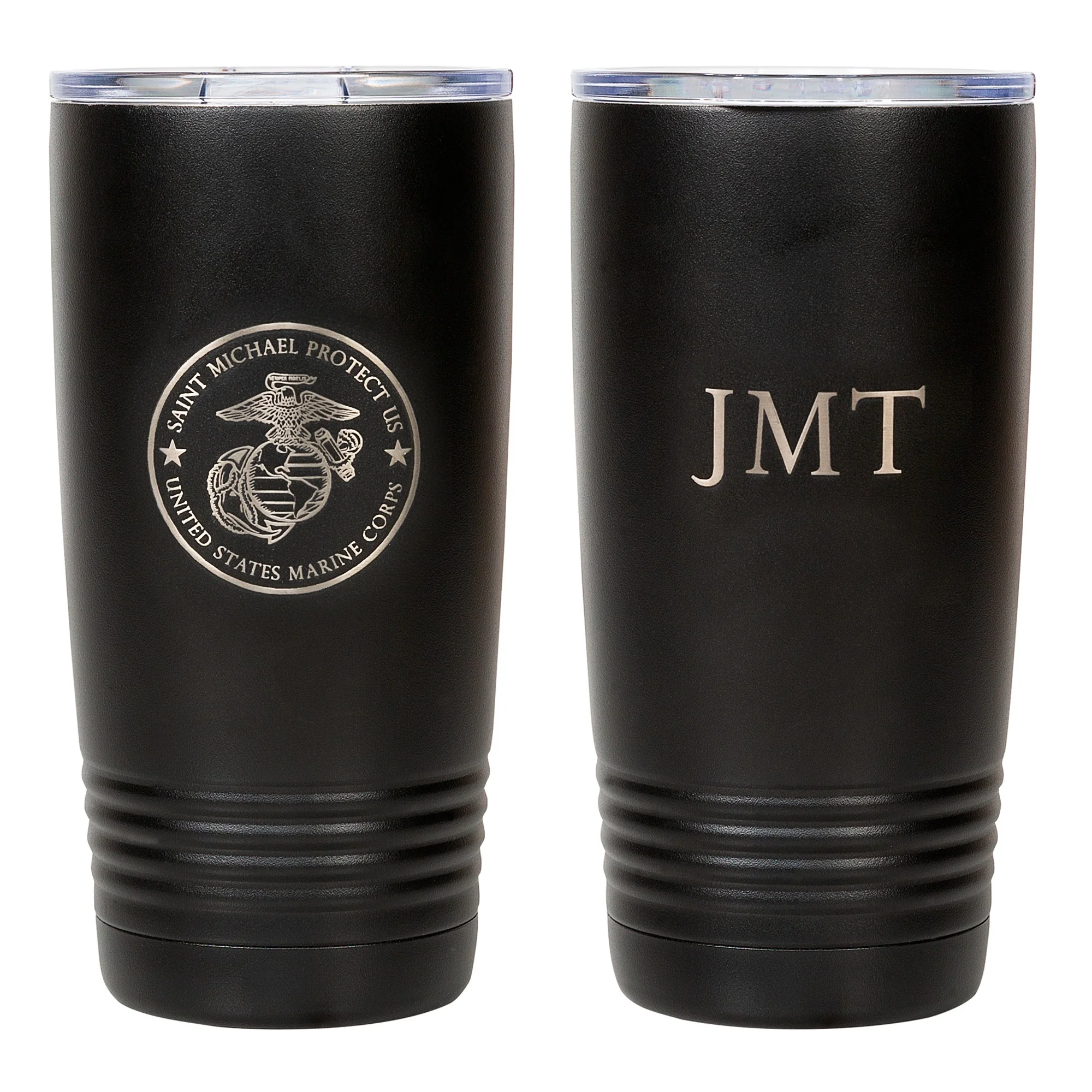Personalized St. Michael Marine Corps Black 20oz Tumbler - Image 2