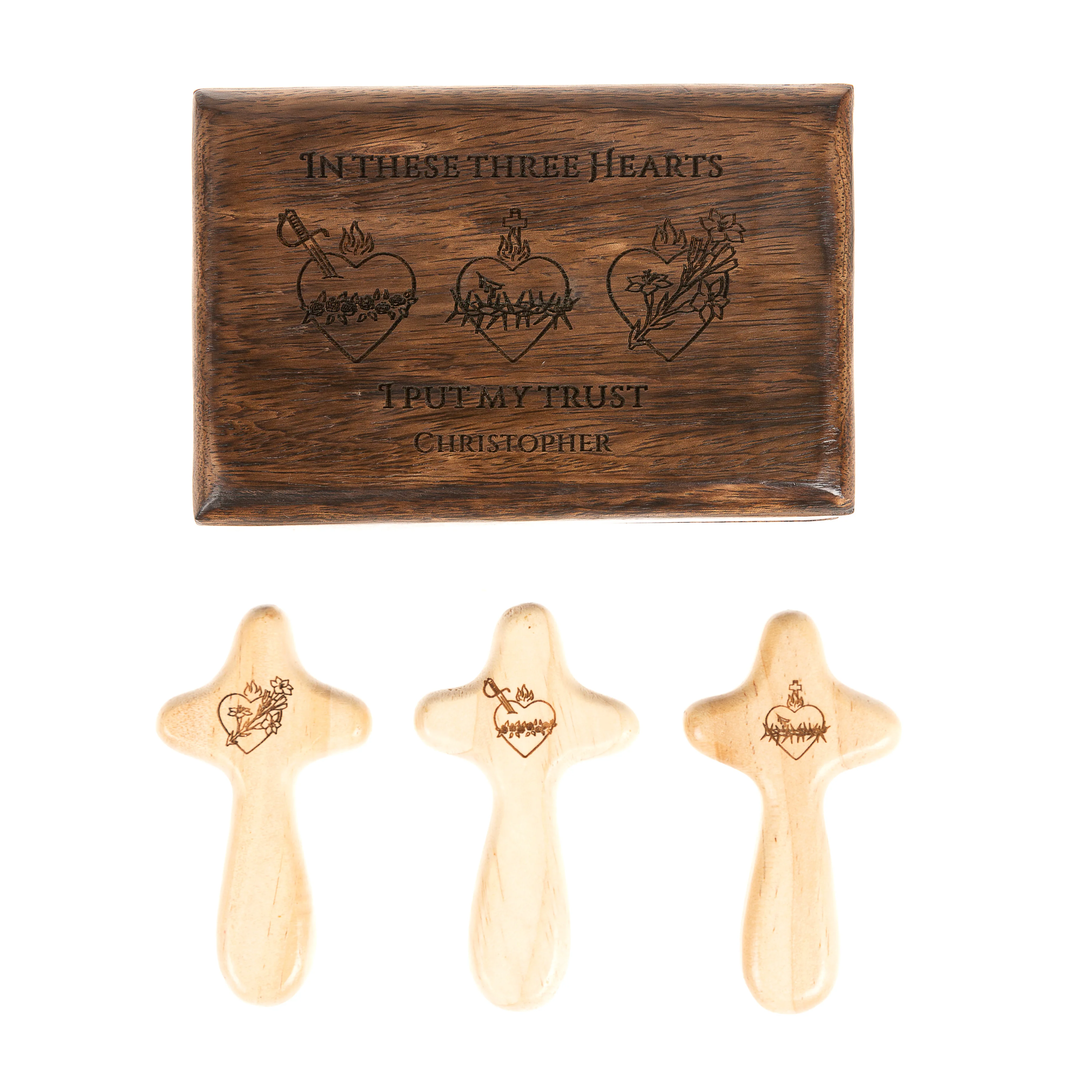 Personalized Three Hearts Box of Crosses - Image 3