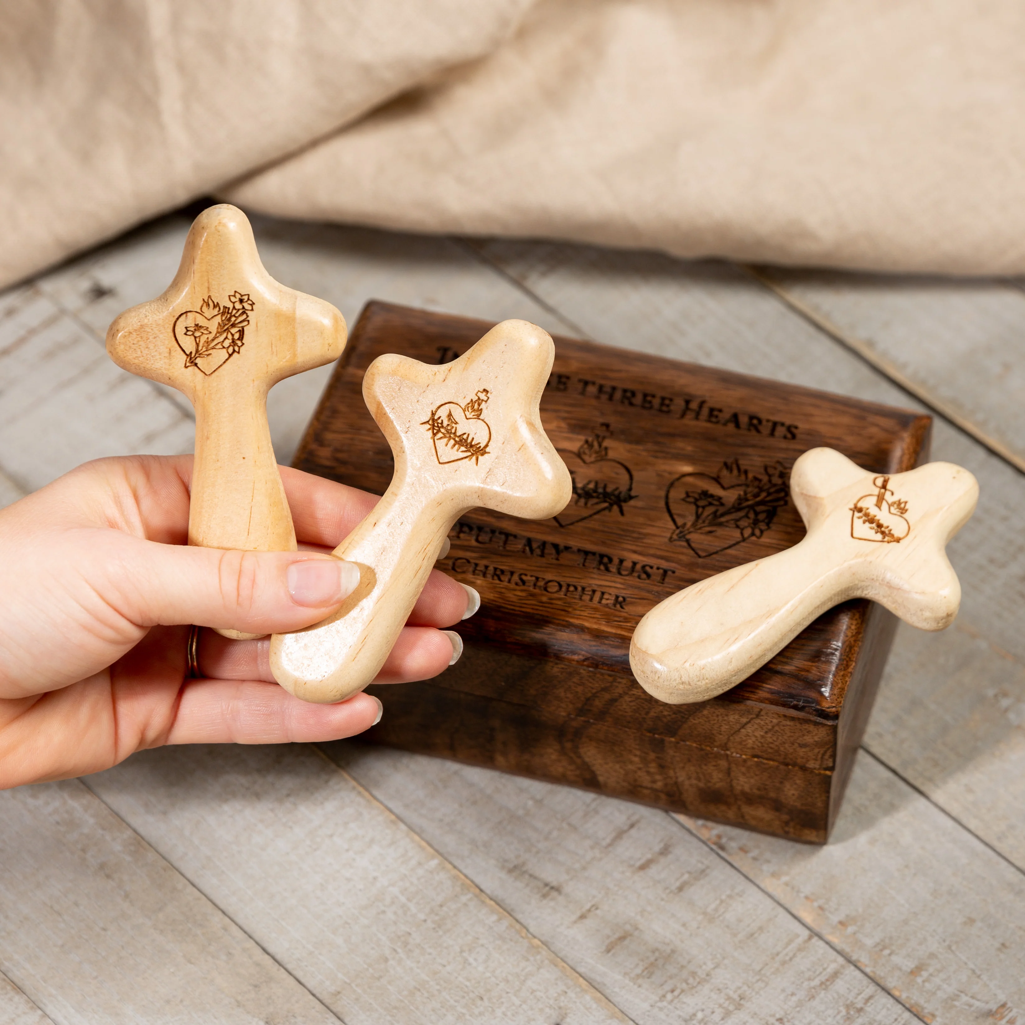 Personalized Three Hearts Box of Crosses - Image 4