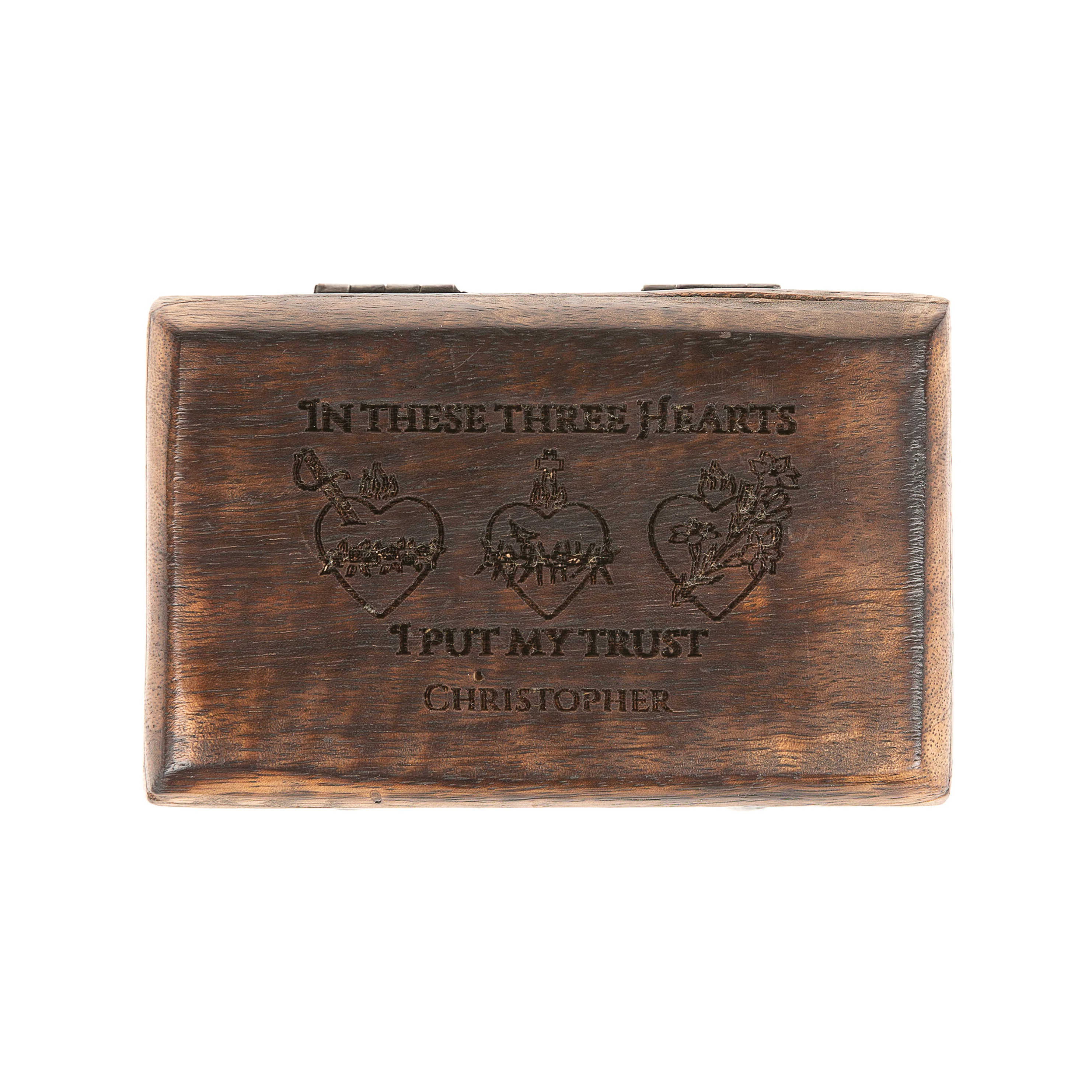 Personalized Three Hearts Rosary Box - Image 2