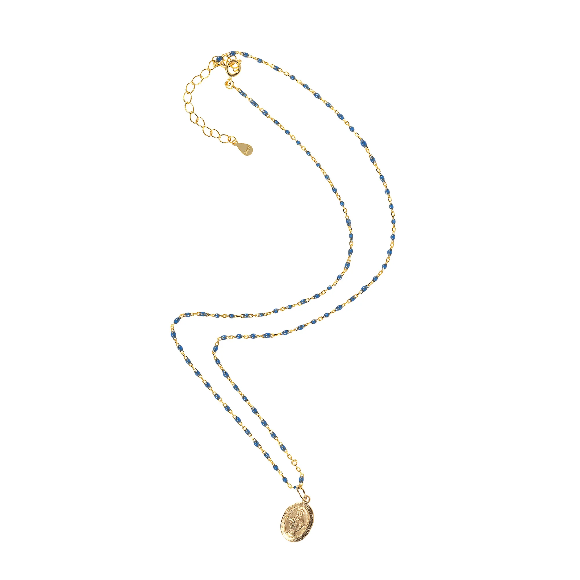 Petite Beaded Miraculous Medal Necklace - Turquoise or Lapis - Image 11