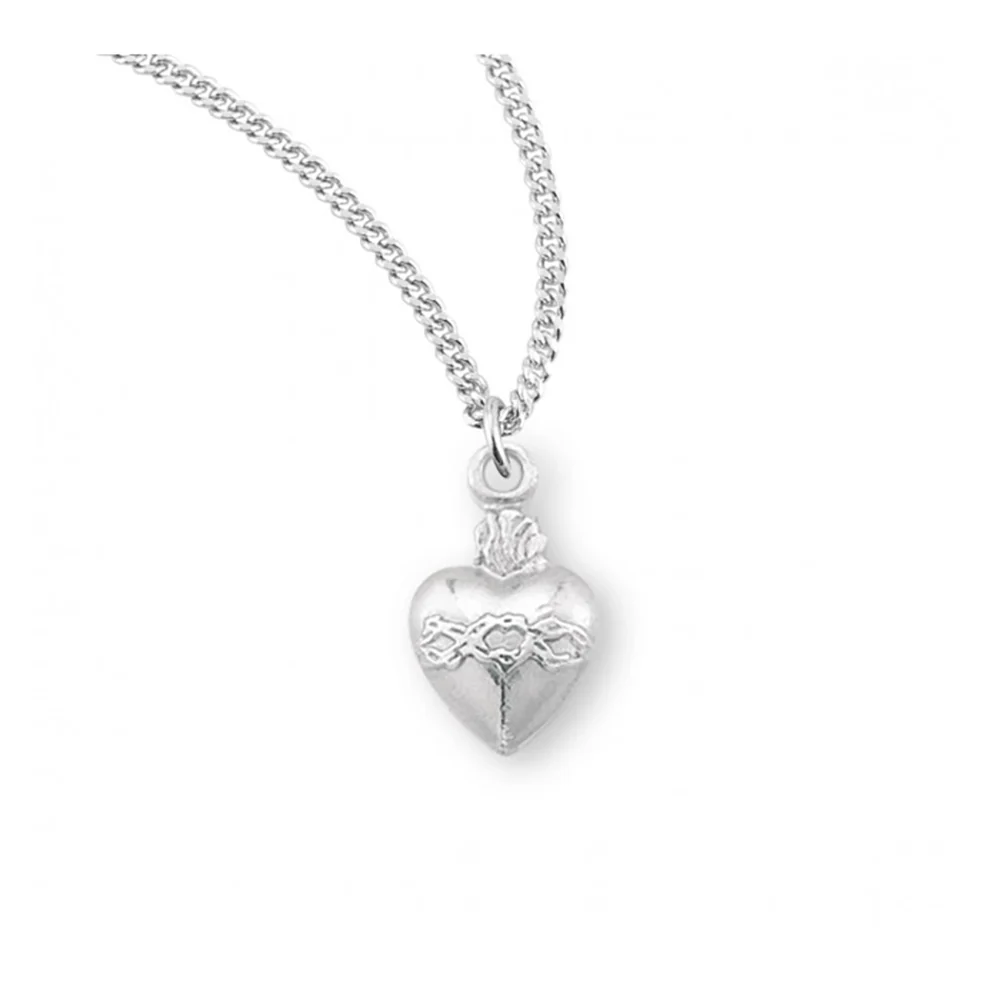 Petite Sacred Heart Puffed Charm Necklace - Image 2