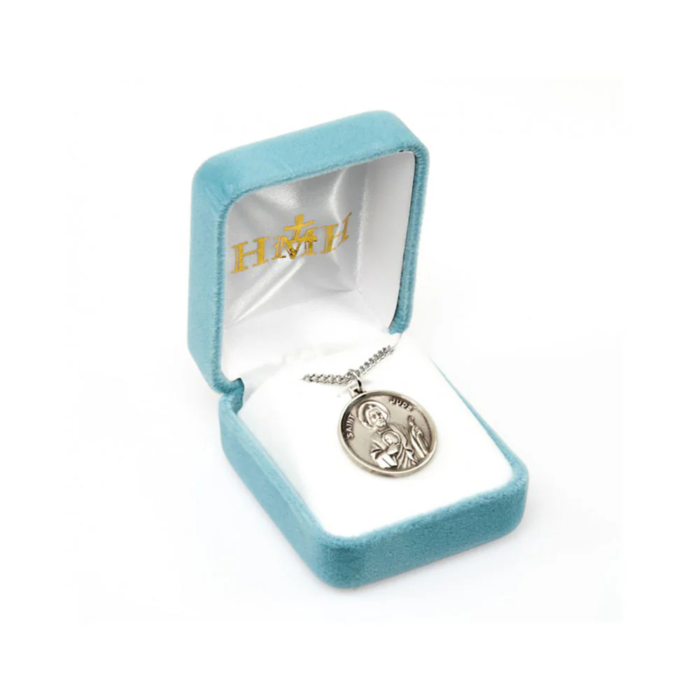 Petite Silver Round St. Jude Medal Necklace - Image 3