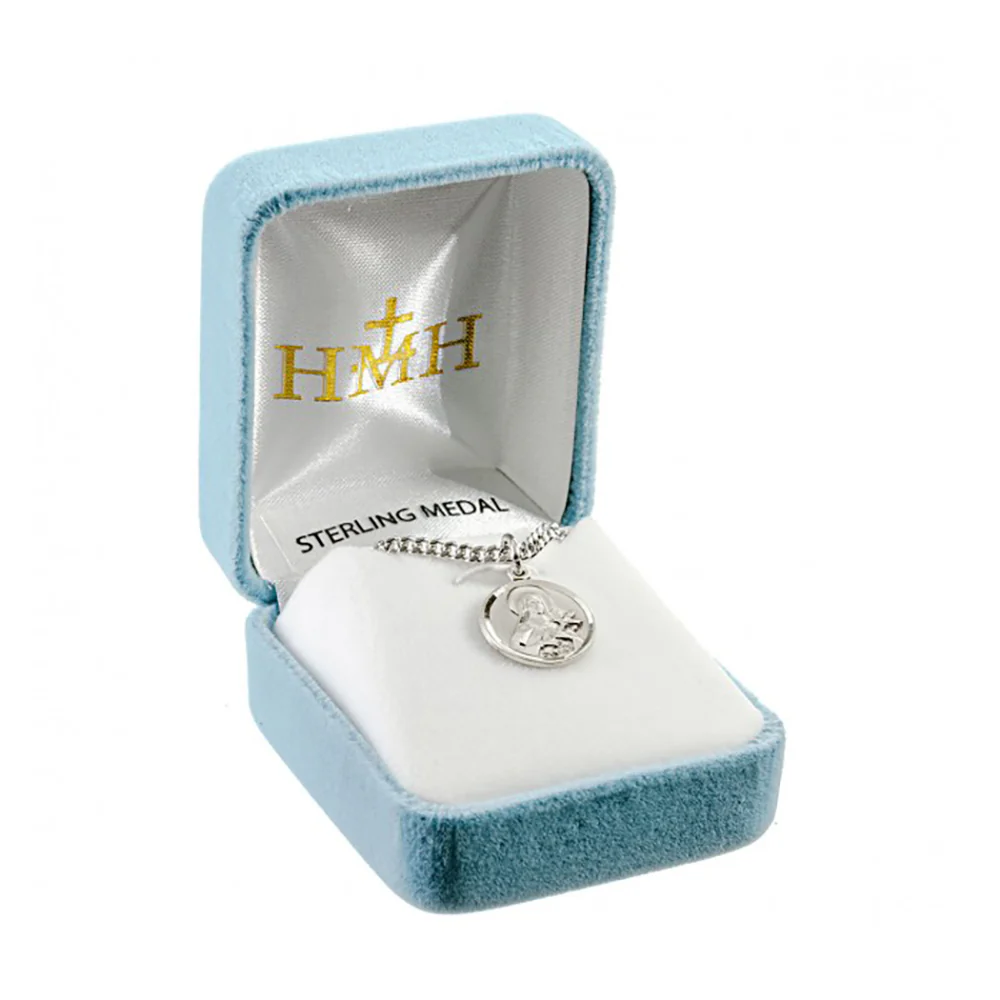 Petite Sterling Round St. Therese Medal Necklace - Image 2