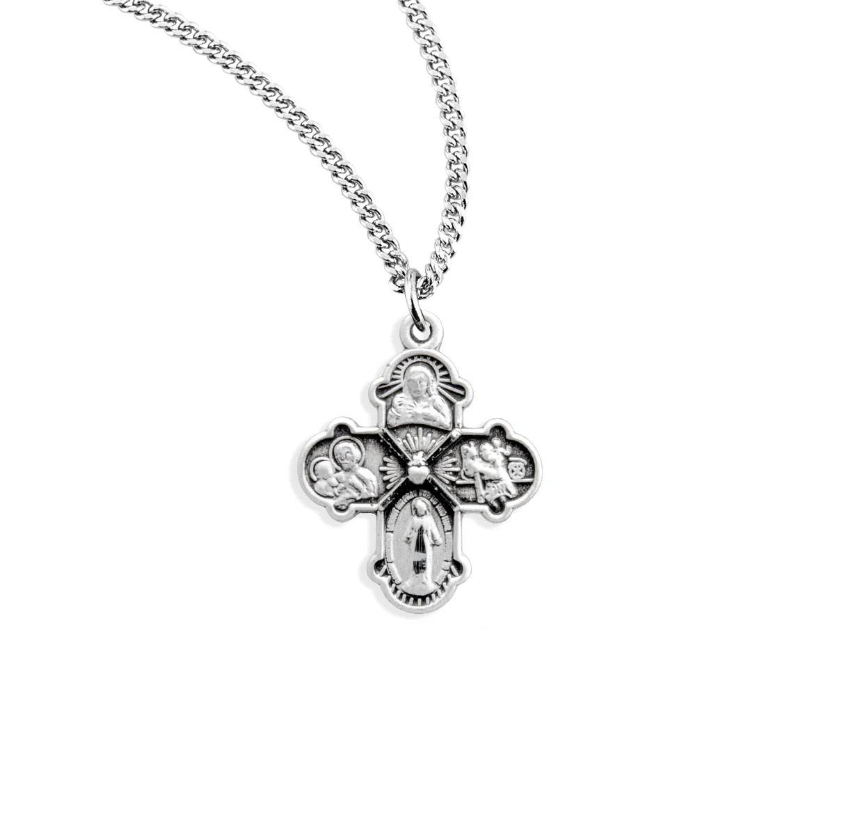 Petite Sterling Silver Four-Way Medal Necklace - Image 3