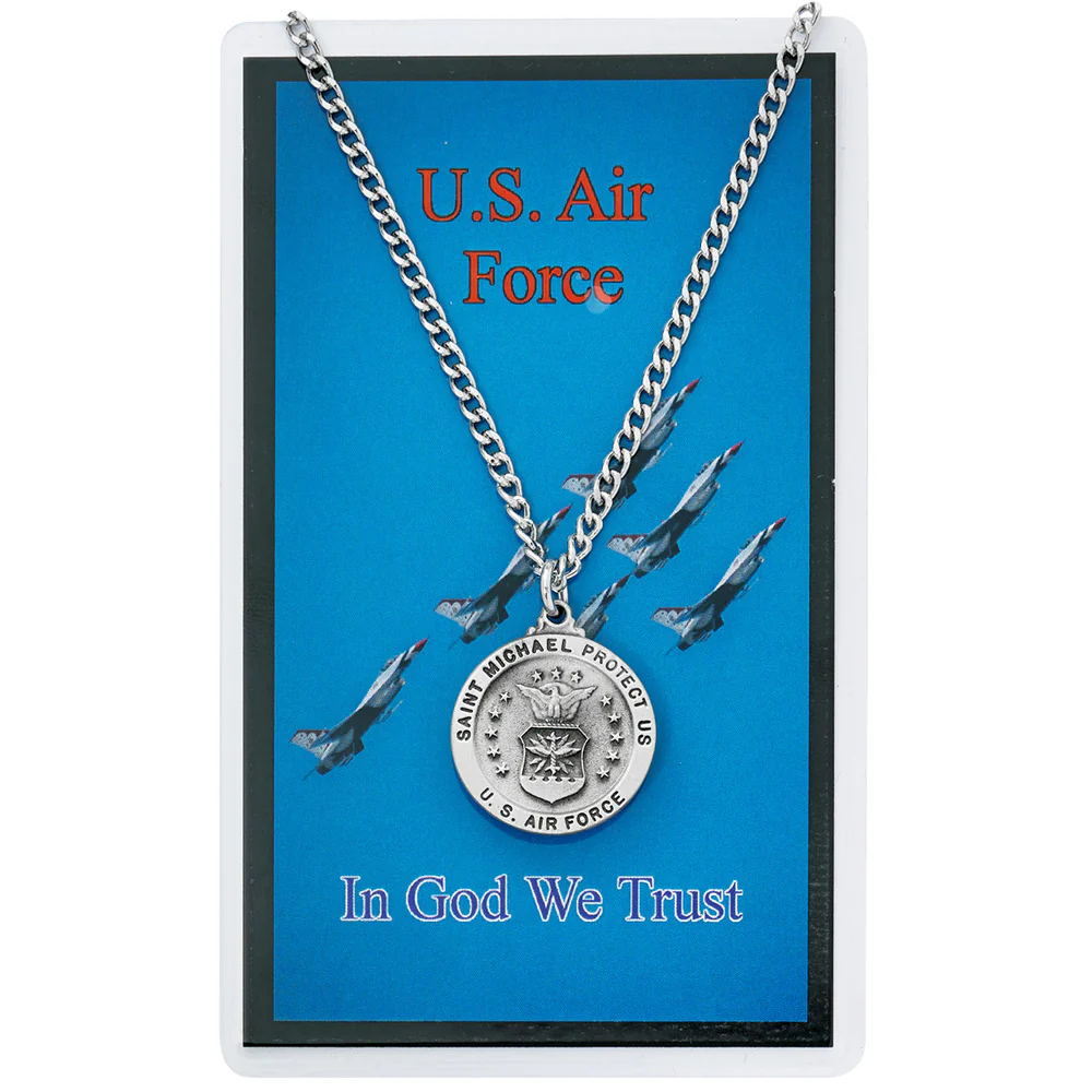 Pewter Military Branch St. Michael Medal with Prayer Card