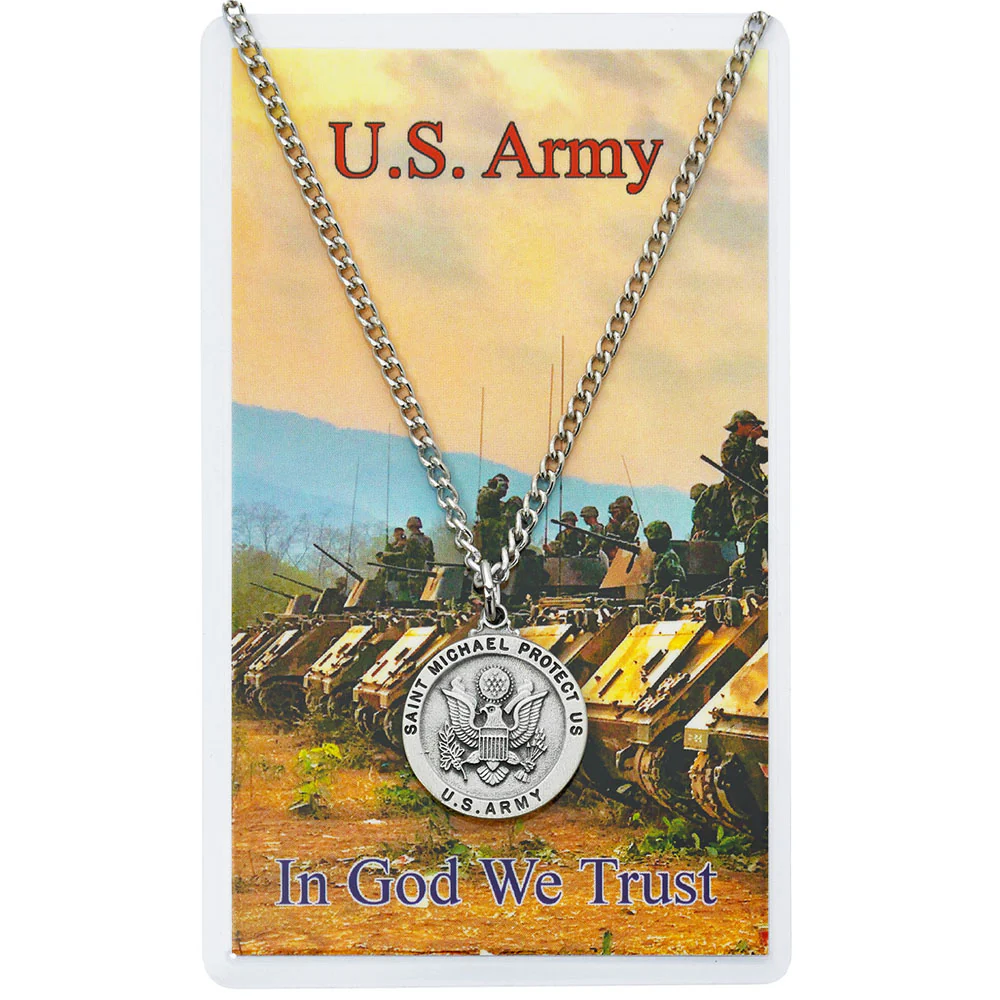 Pewter St. Michael Army Medal with Prayer Card