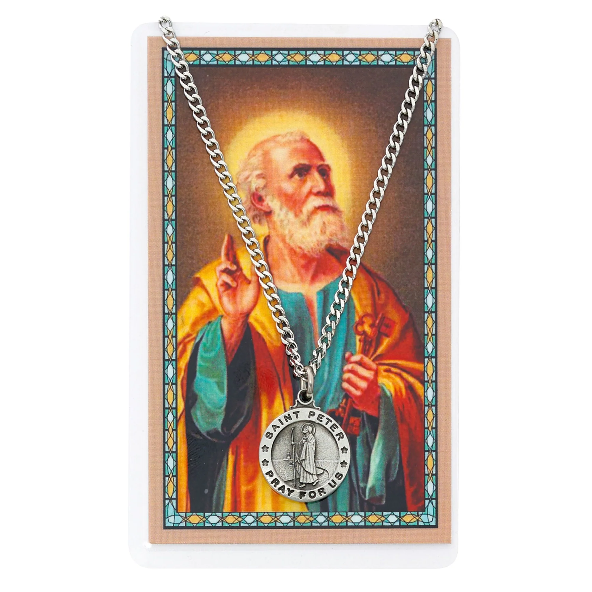Pewter St. Peter Medal with Prayer Card