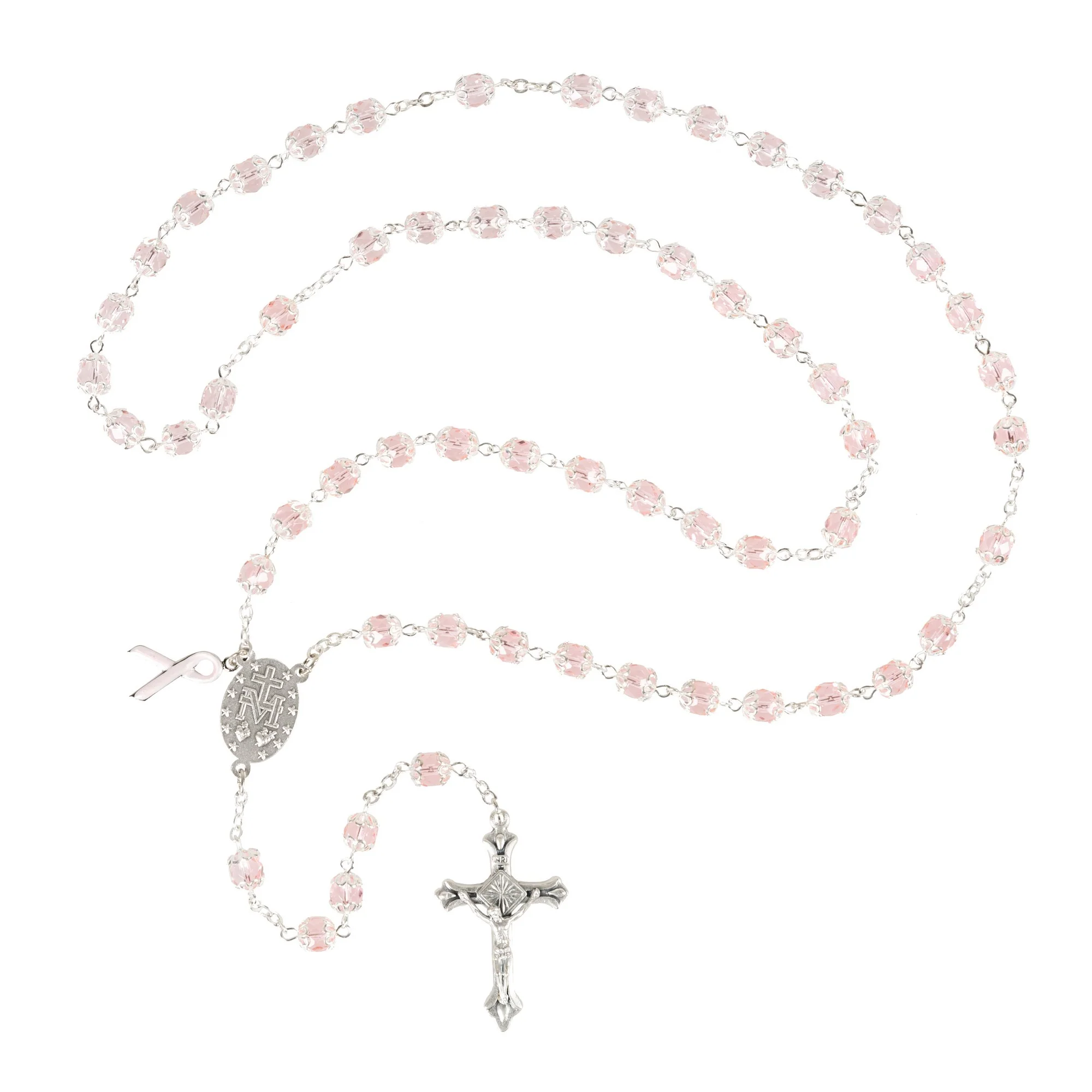Pink Capped Breast Cancer Rosary - Image 2