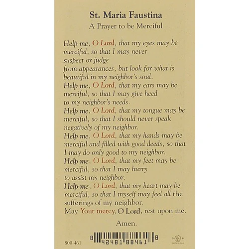 Prayer to St. Maria Faustina - Prayer Card - Image 2