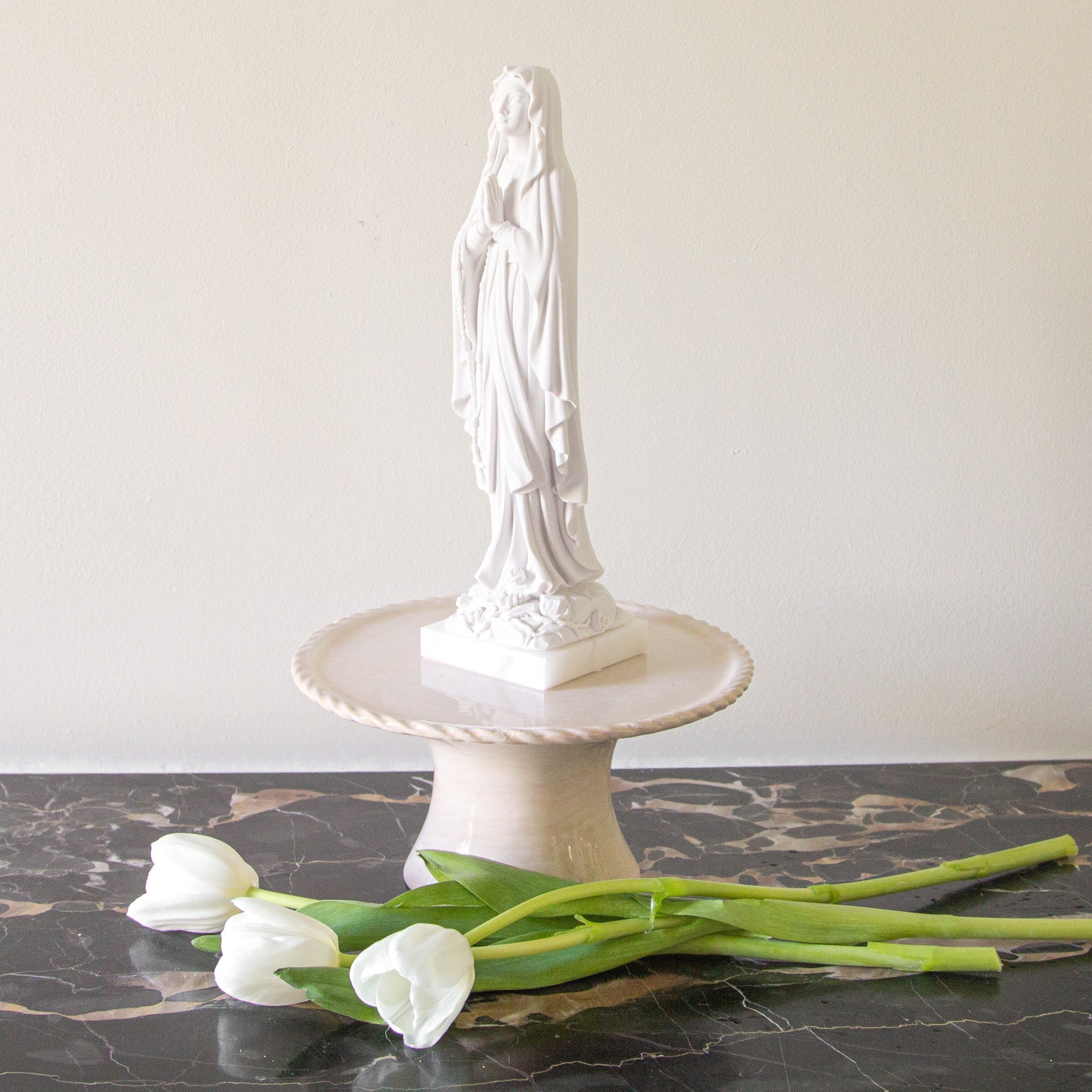 Praying Madonna Italian Alabaster Statue - 10"