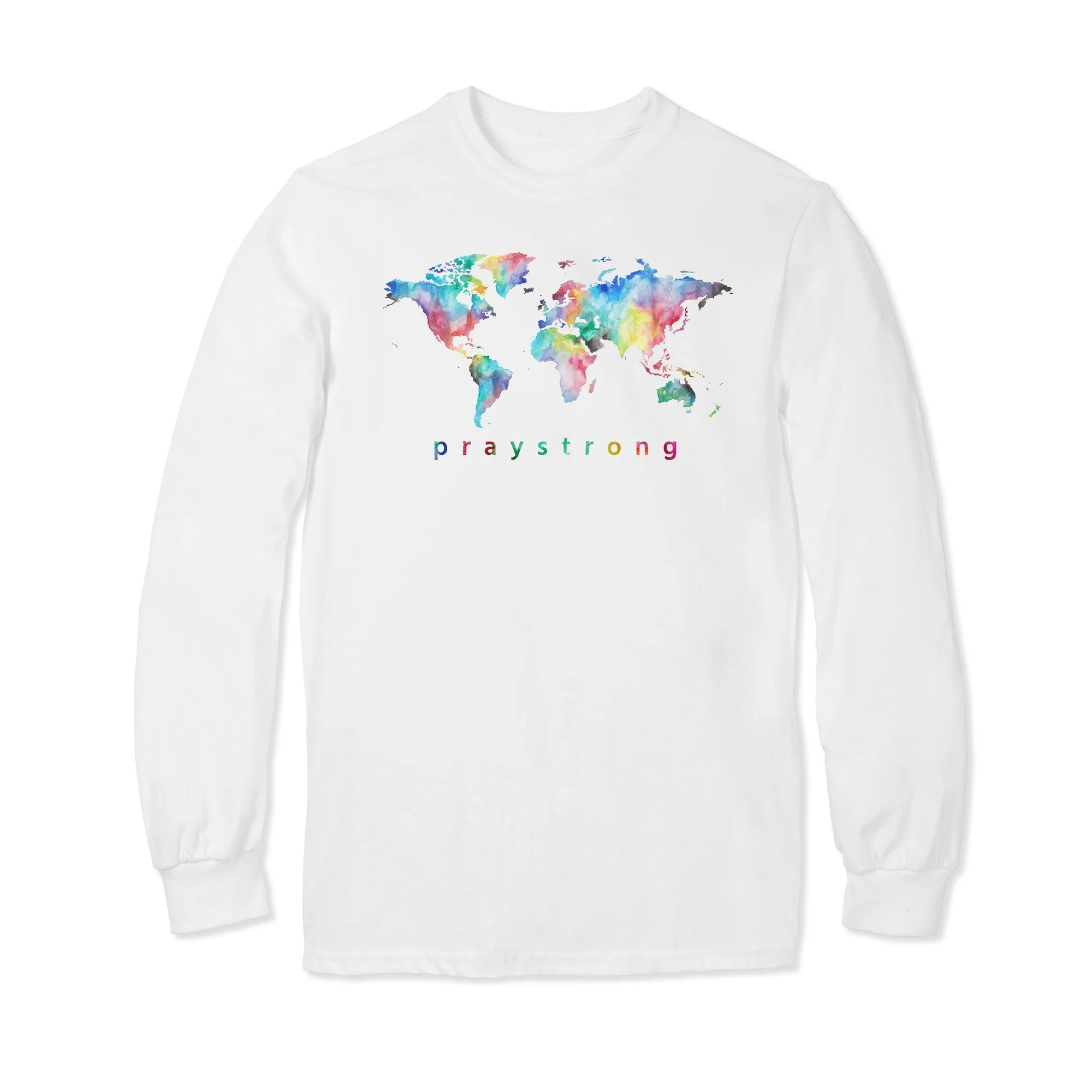 PrayStrong World Watercolor Long Sleeve T-shirt - Image 6