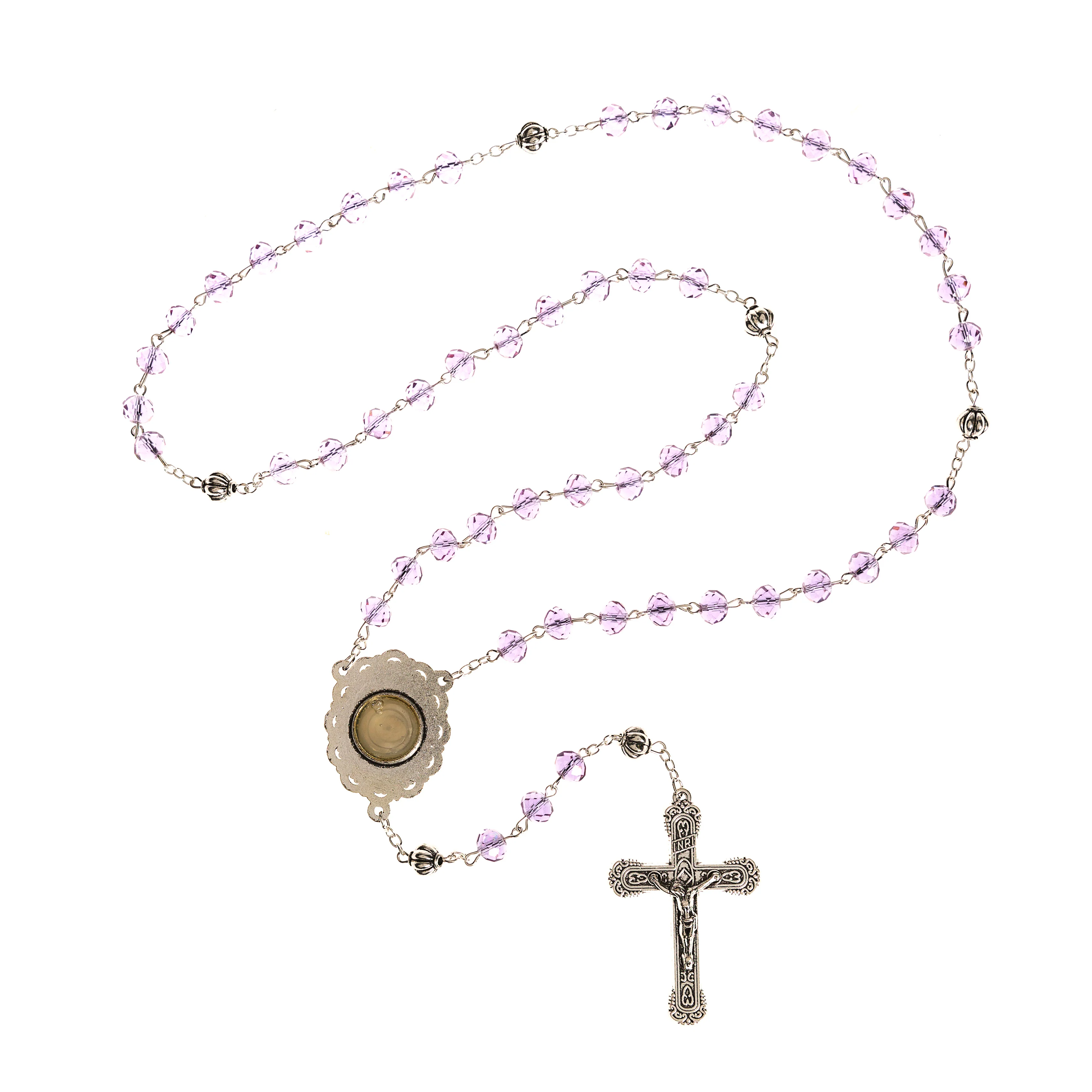 Purple Cameo Lourdes Water Rosary - Image 3