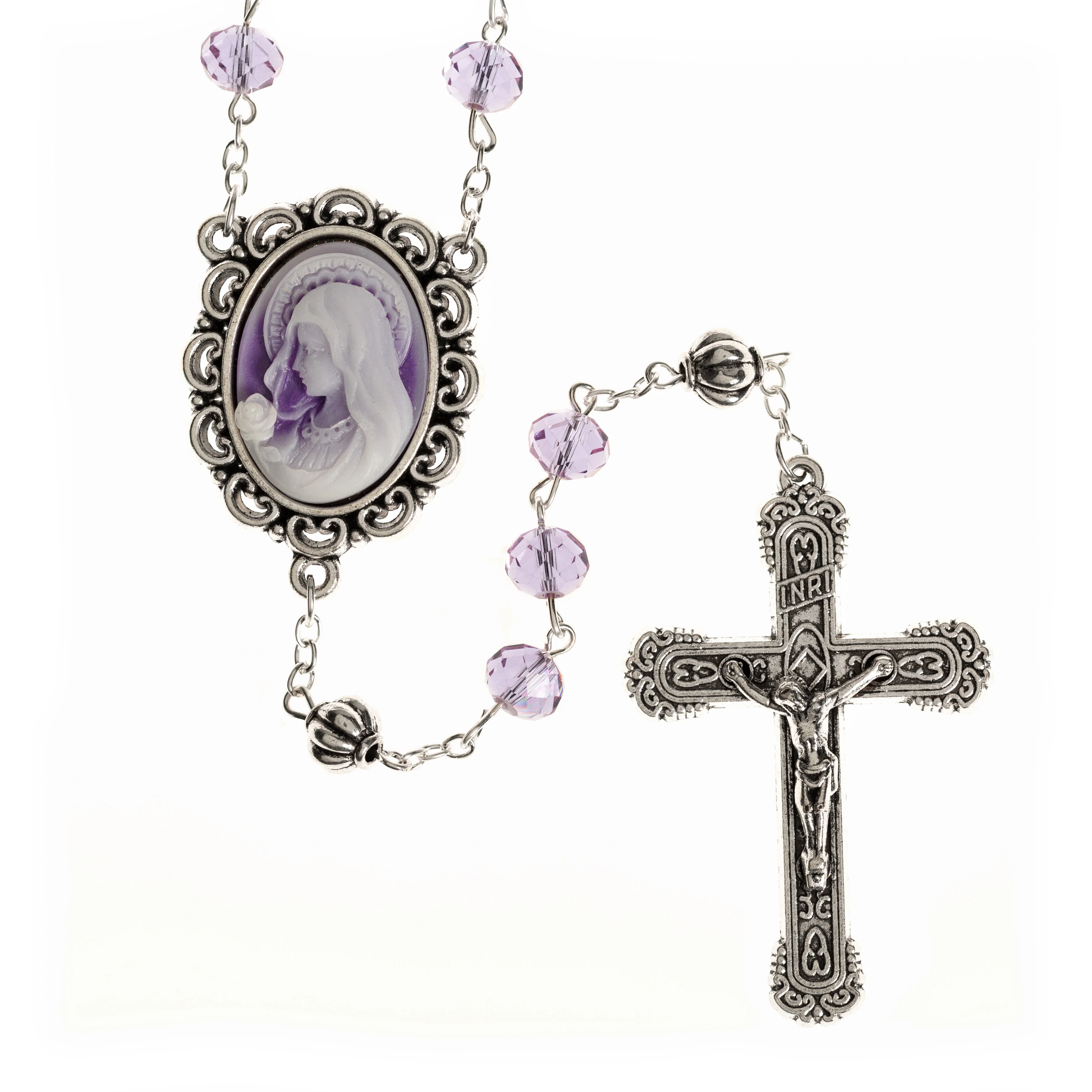 Purple Cameo Lourdes Water Rosary - Image 4