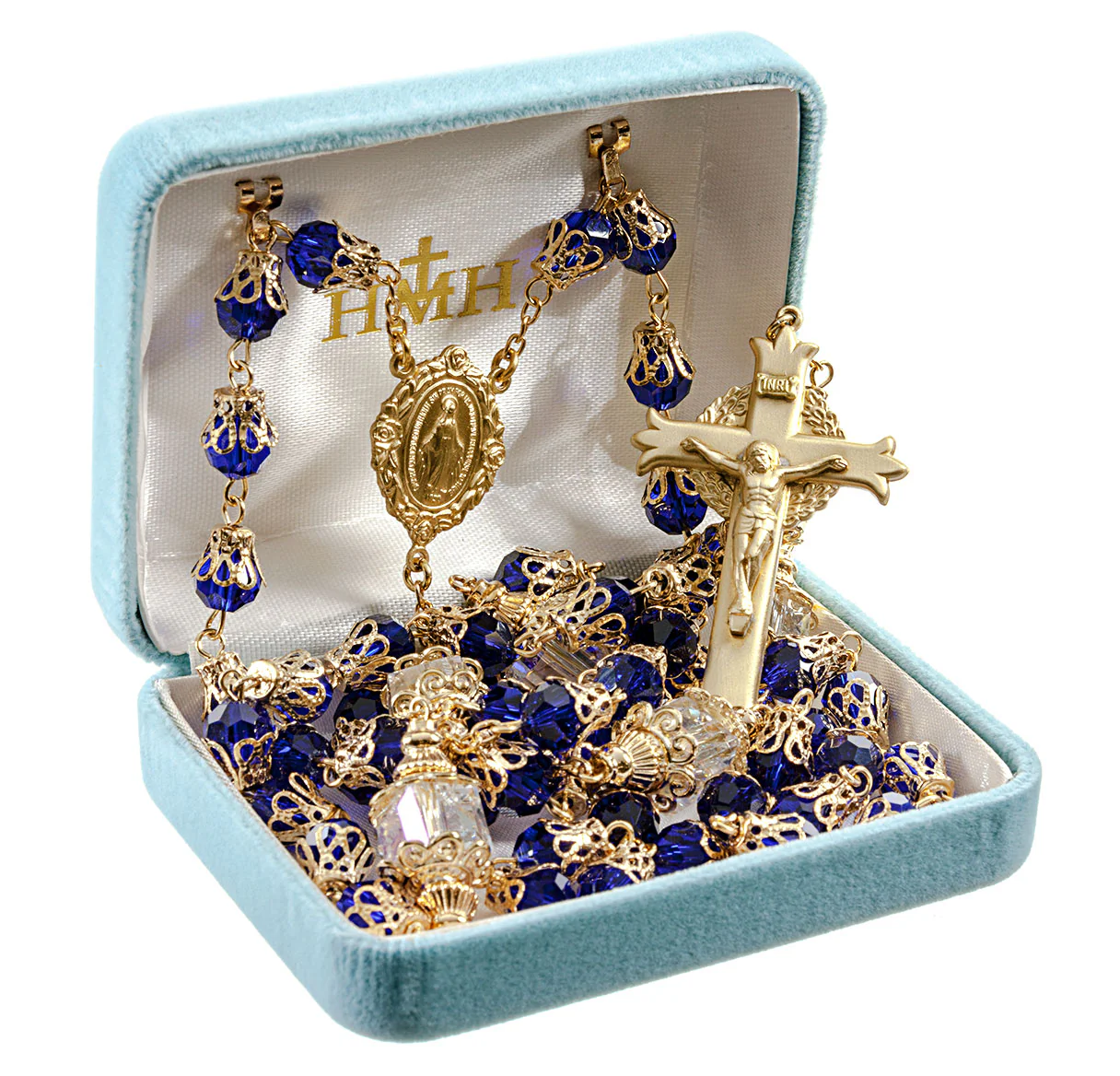 Queenship of Mary Blue Crystal Rosary - Image 2