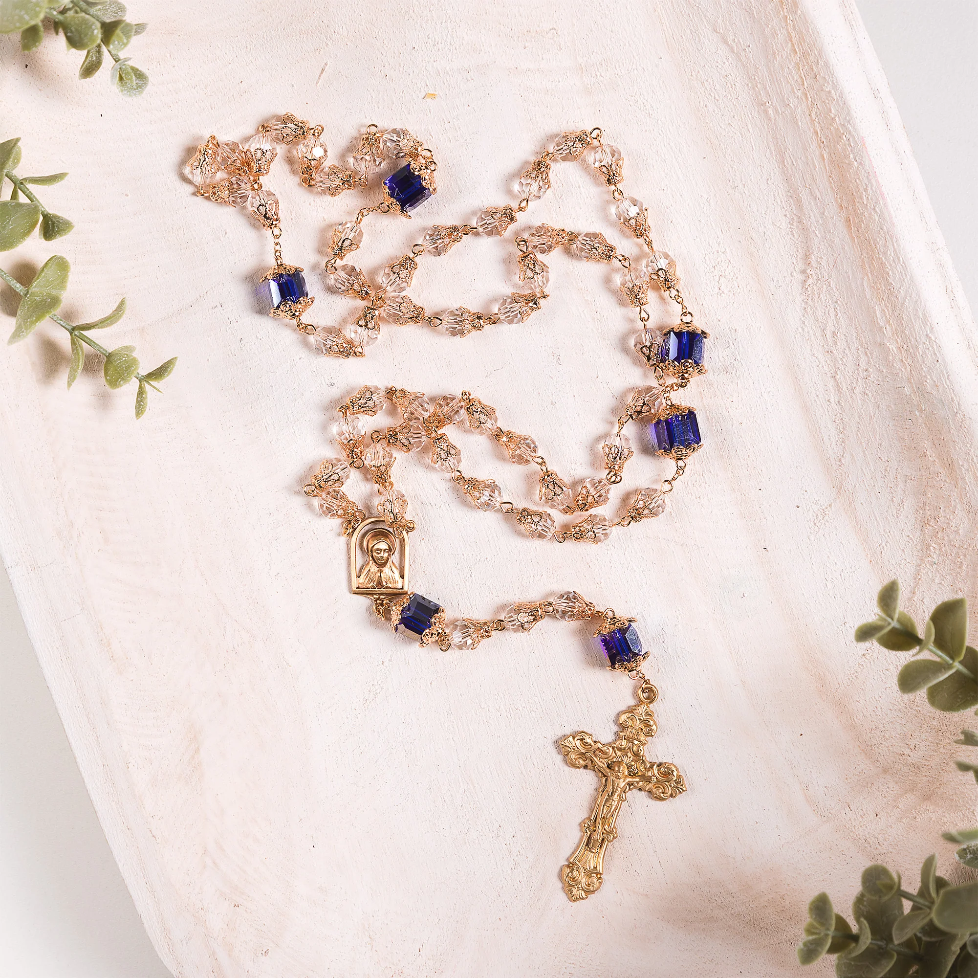 Queenship of Mary Crystal & Blue Rosary - Image 2
