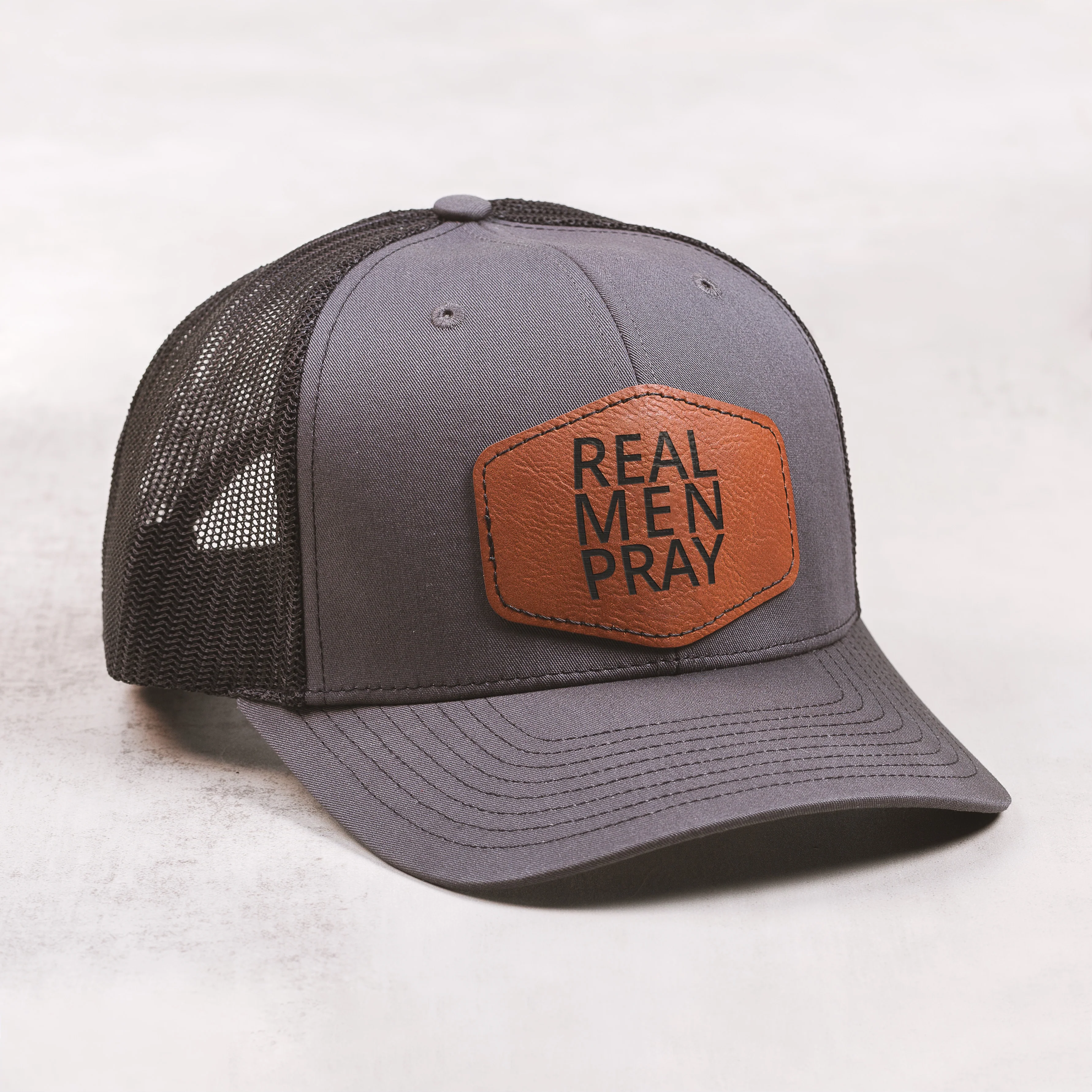Real Men Pray Leather Patch Ball Cap - Image 2