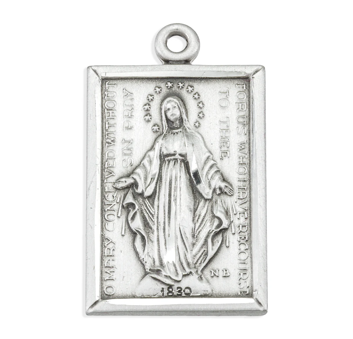 Rectangular Sterling Miraculous Medal Necklace - Image 2