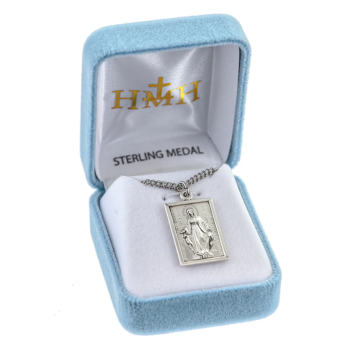 Rectangular Sterling Miraculous Medal Necklace - Image 4
