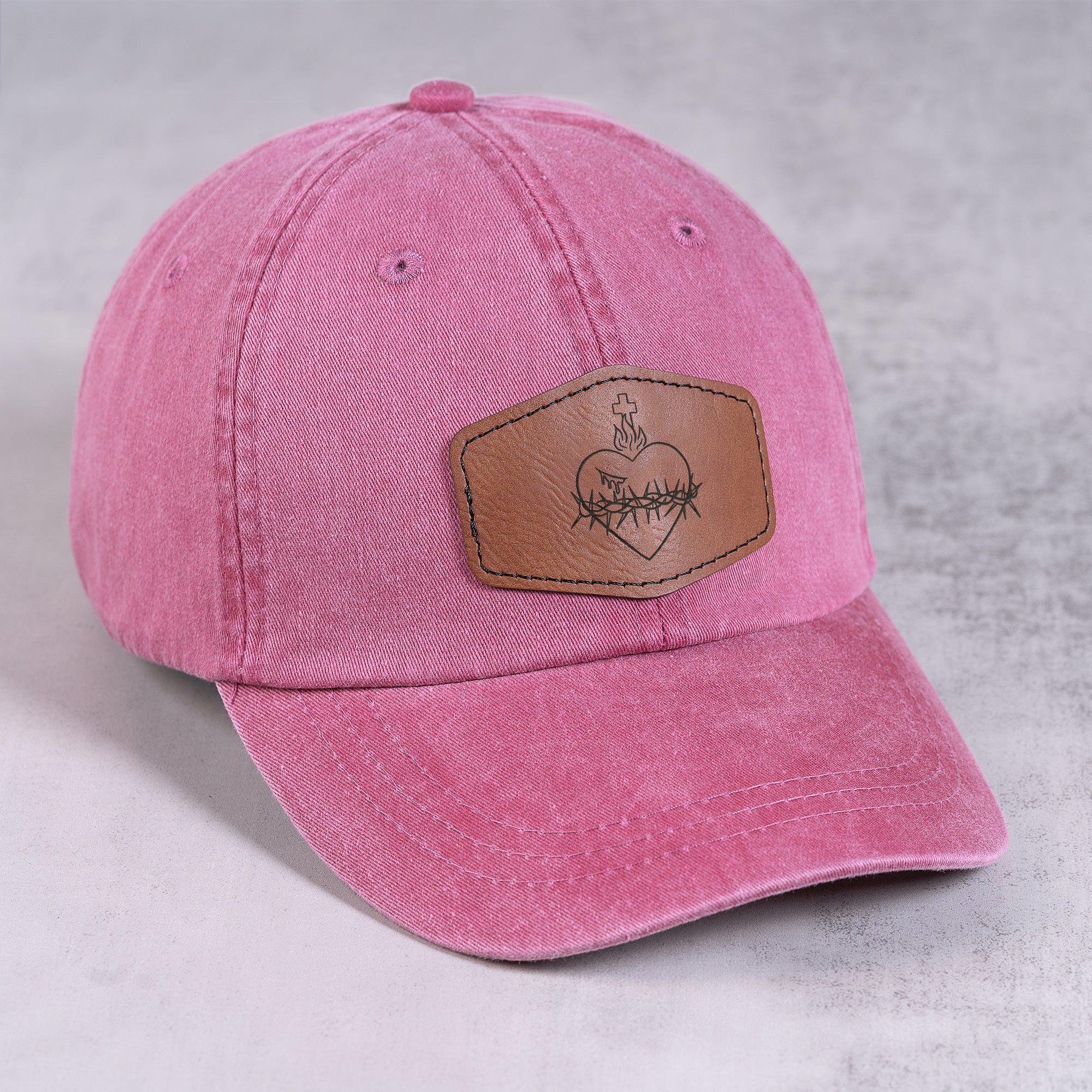 Red Sacred Heart Leather Patch Ball Cap