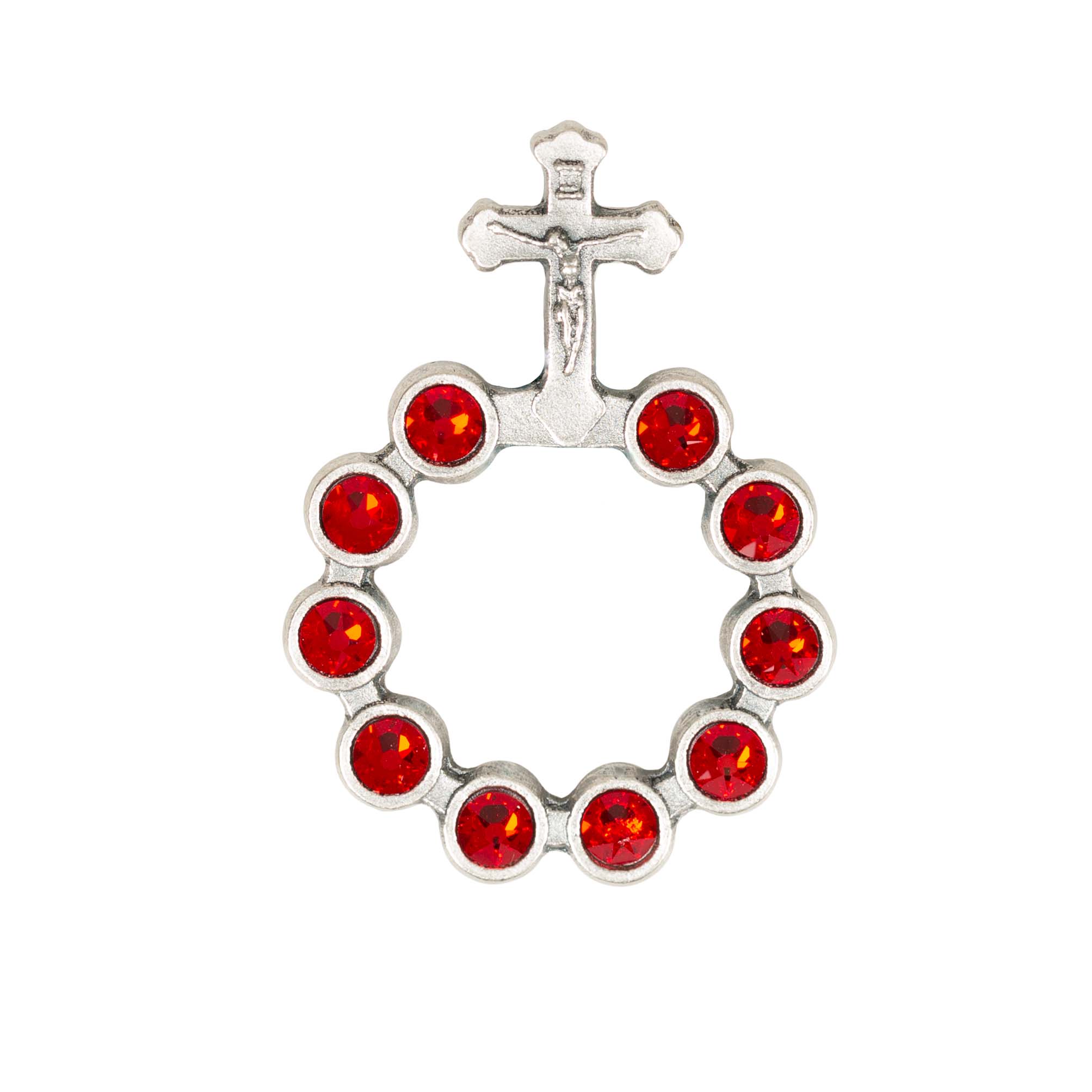Red Swarovski One Decade Finger Rosary