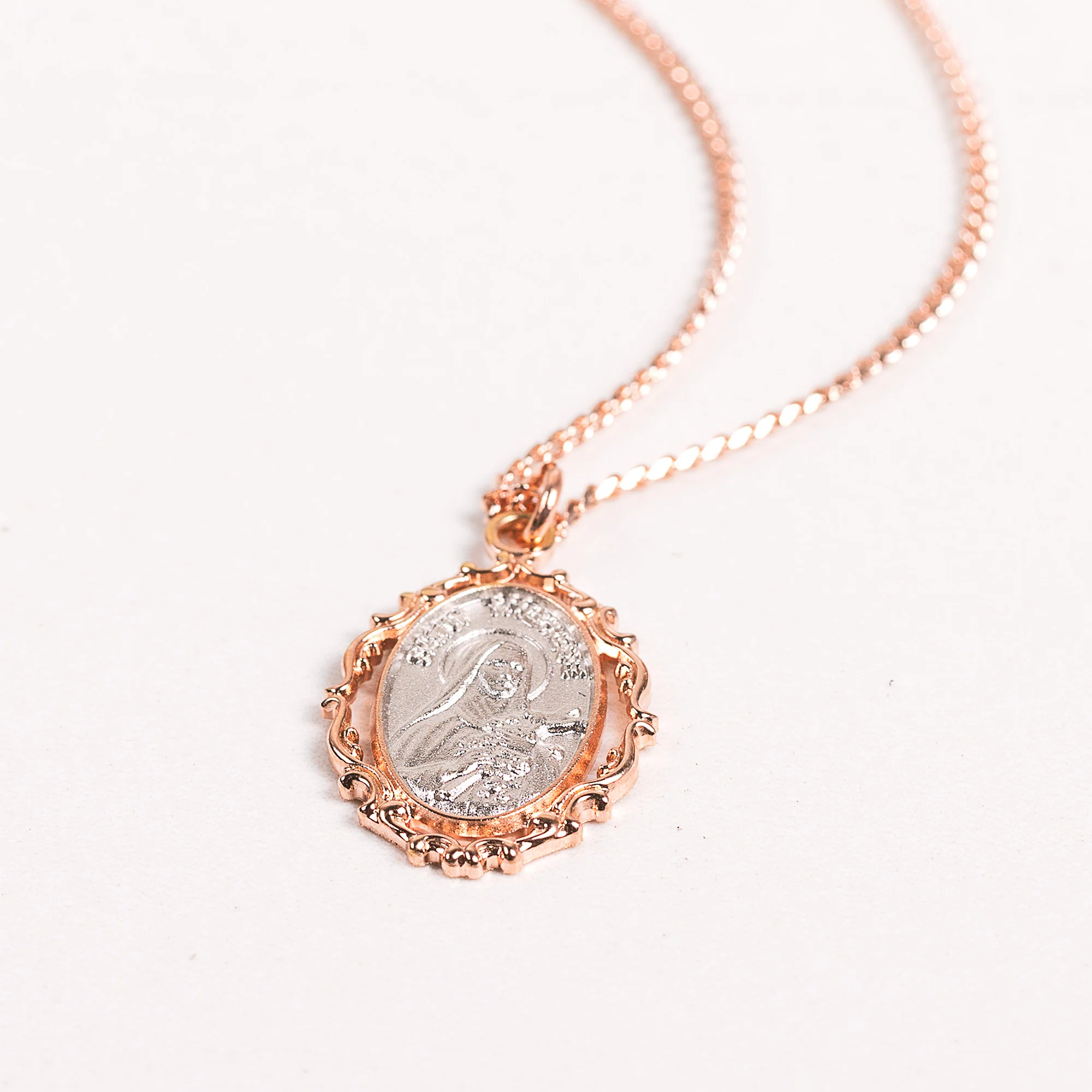 Rose Gold & Sterling St. Therese Necklace