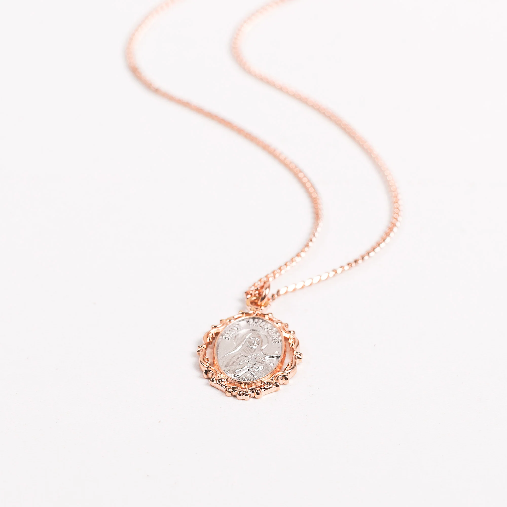 Rose Gold & Sterling St. Therese Necklace - Image 2