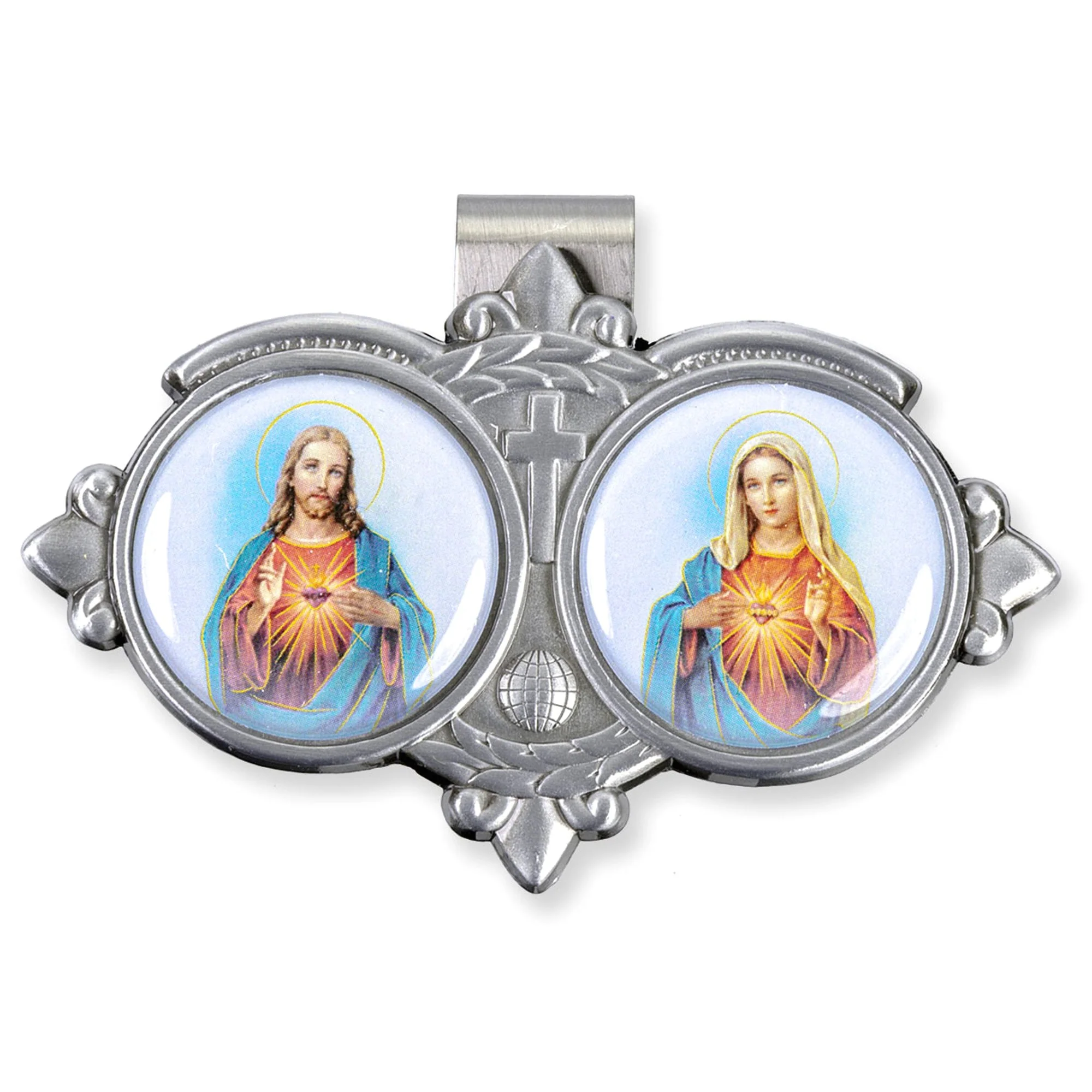 Sacred and Immaculate Hearts Color Visor Clip