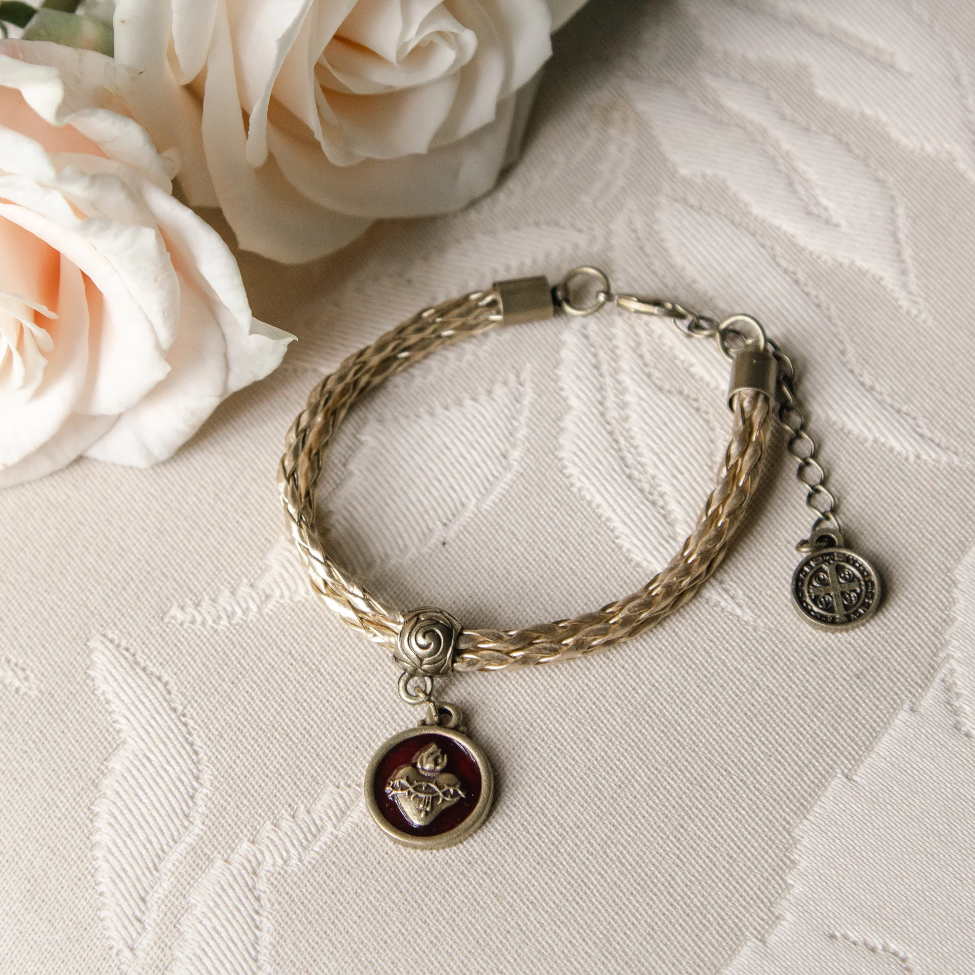 Sacred Heart Bracelet on Golden Cord - Image 2