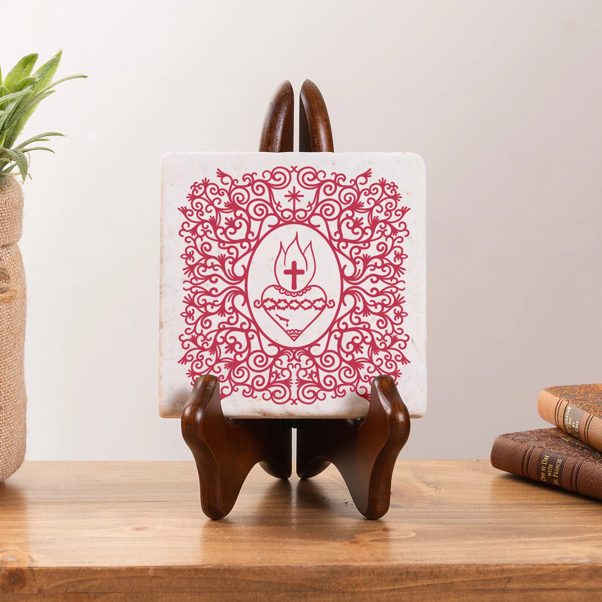 Sacred Heart Filigree Stone Coaster - Image 2