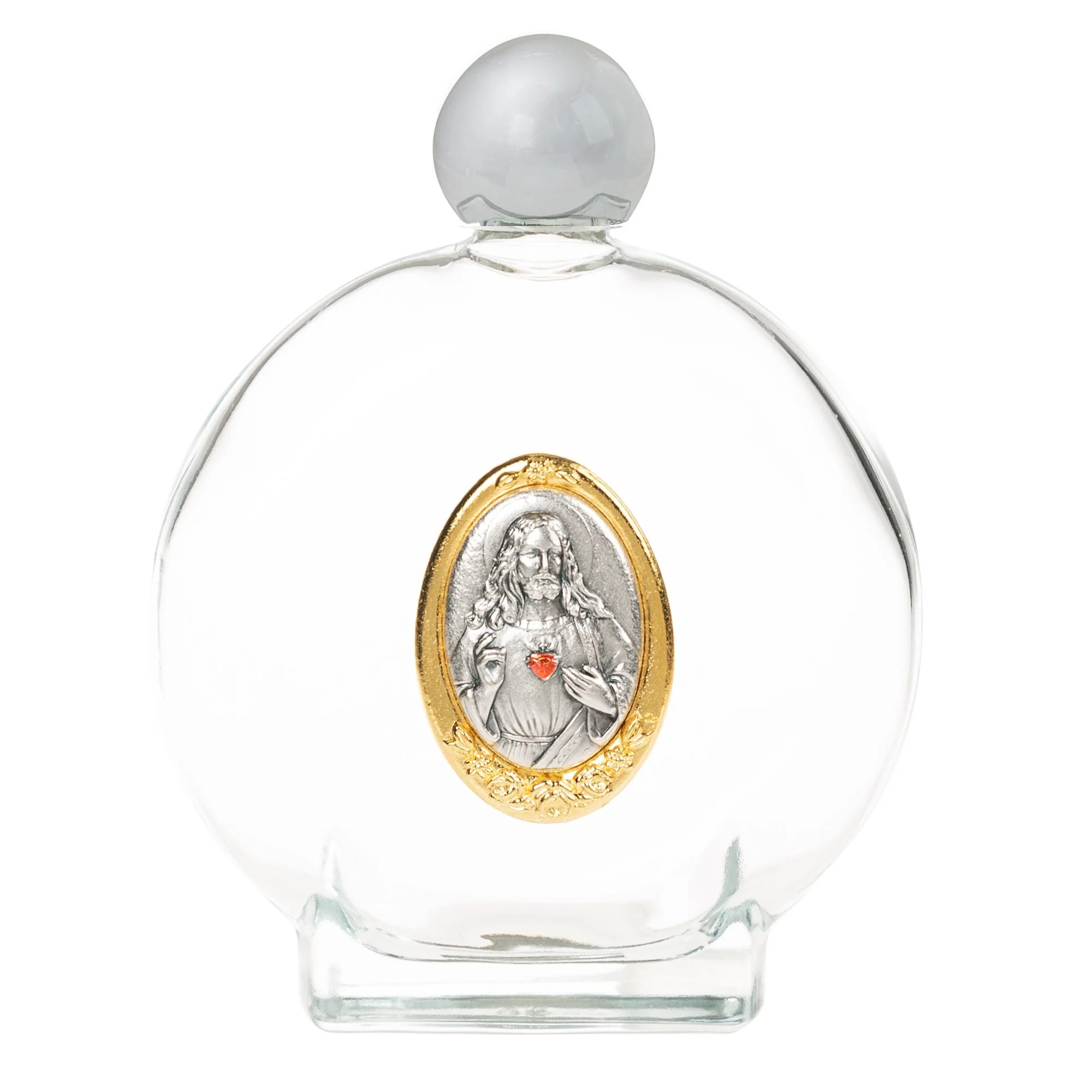 Sacred Heart Glass Holy Water Bottle - Large