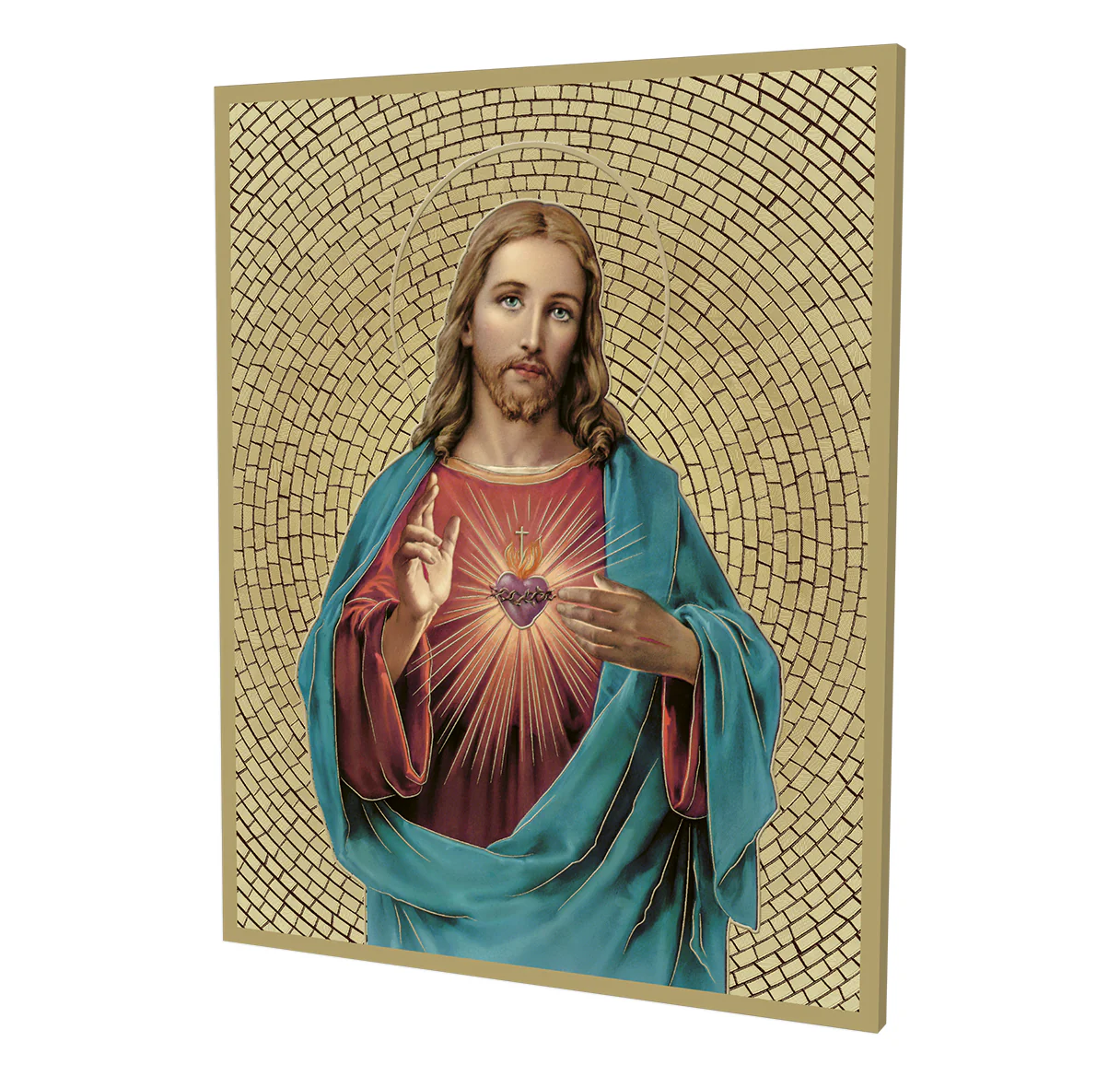 Sacred Heart Gold Foil Mosaic Plaque - Multiple Sizes