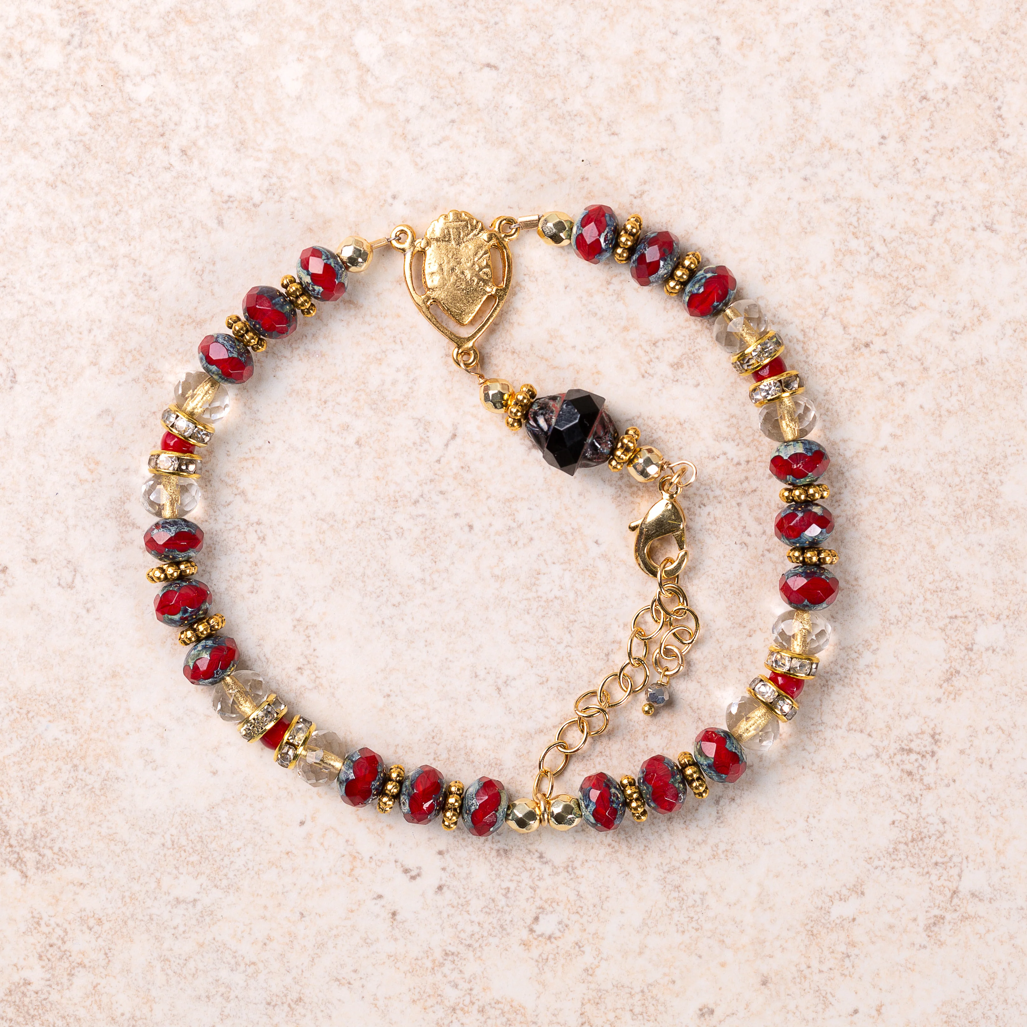 Sacred Heart & Precious Blood Crystal Bracelet - Image 3