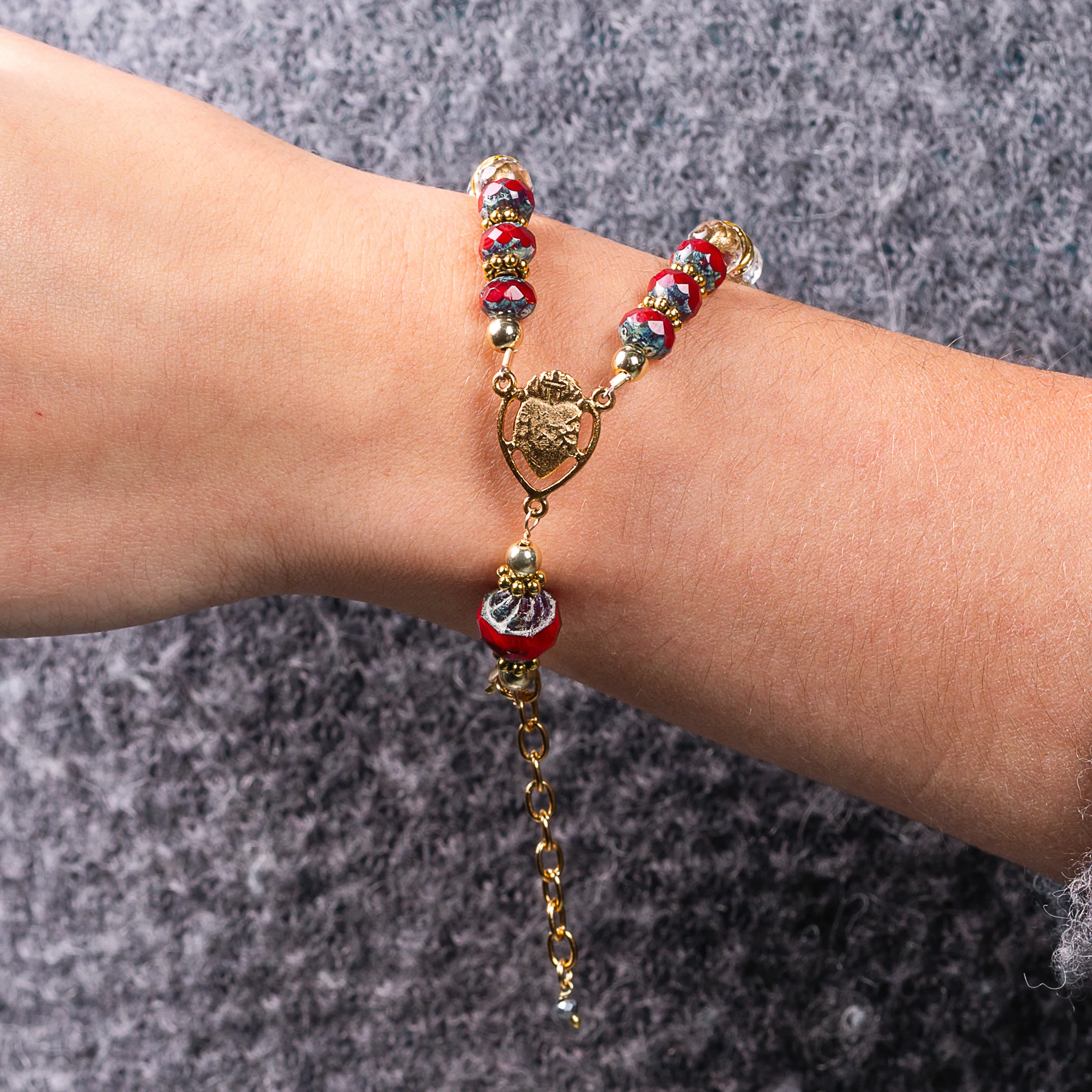 Sacred Heart & Precious Blood Crystal Bracelet - Image 4
